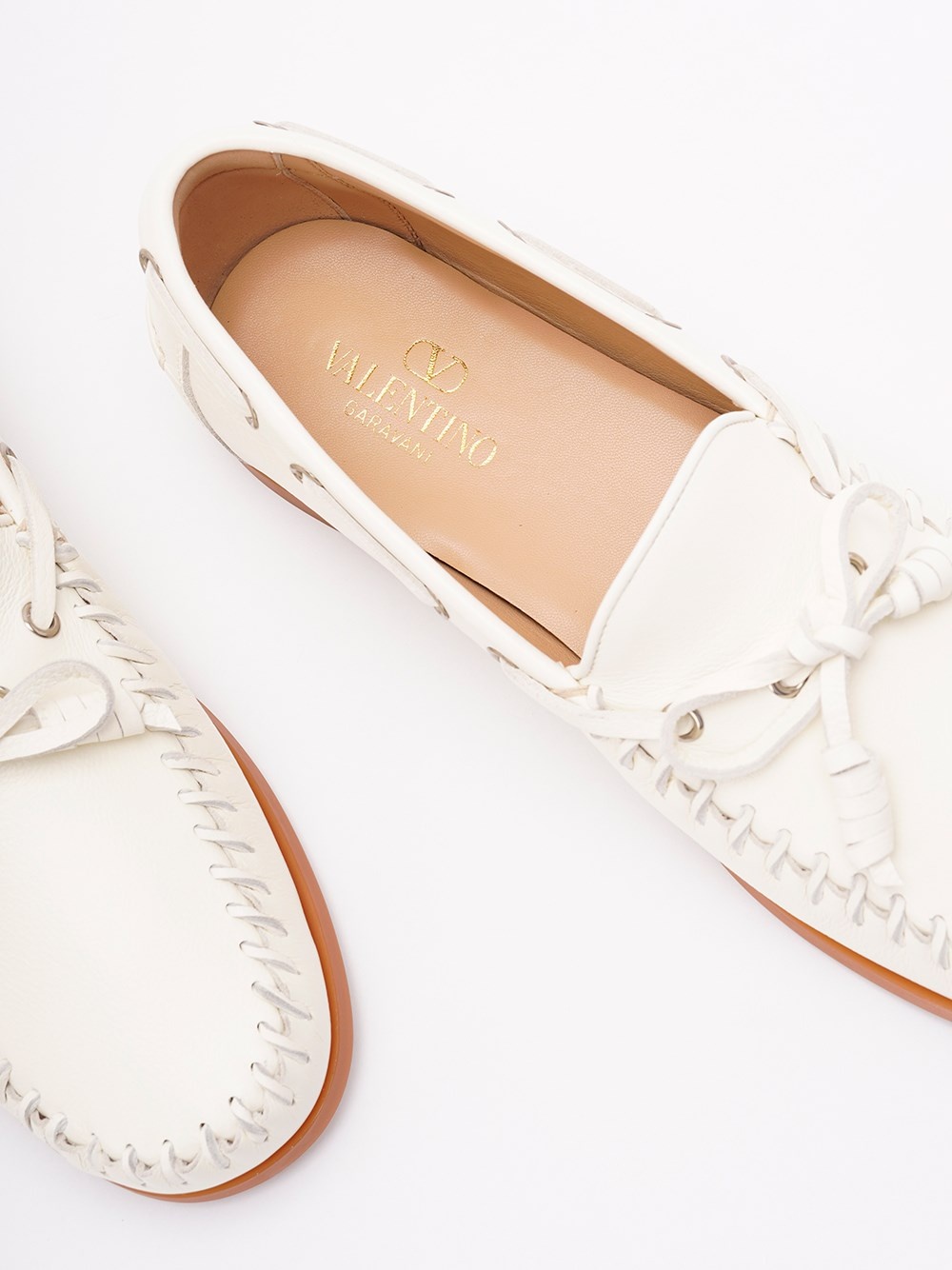 `Valentino Garavani Palm Avenue` Leather Boat Shoes - 5