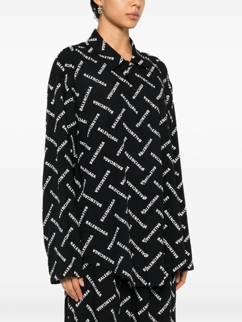 logo-print drop-shoulder shirt - 3