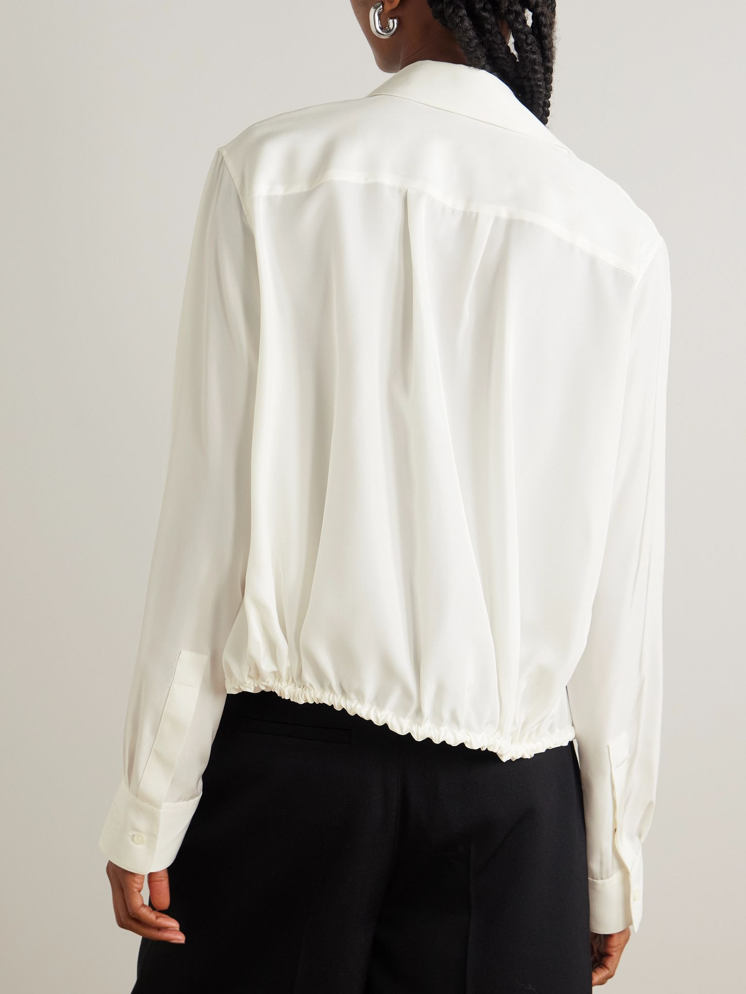 Balloon silk-crepe shirt White - 3