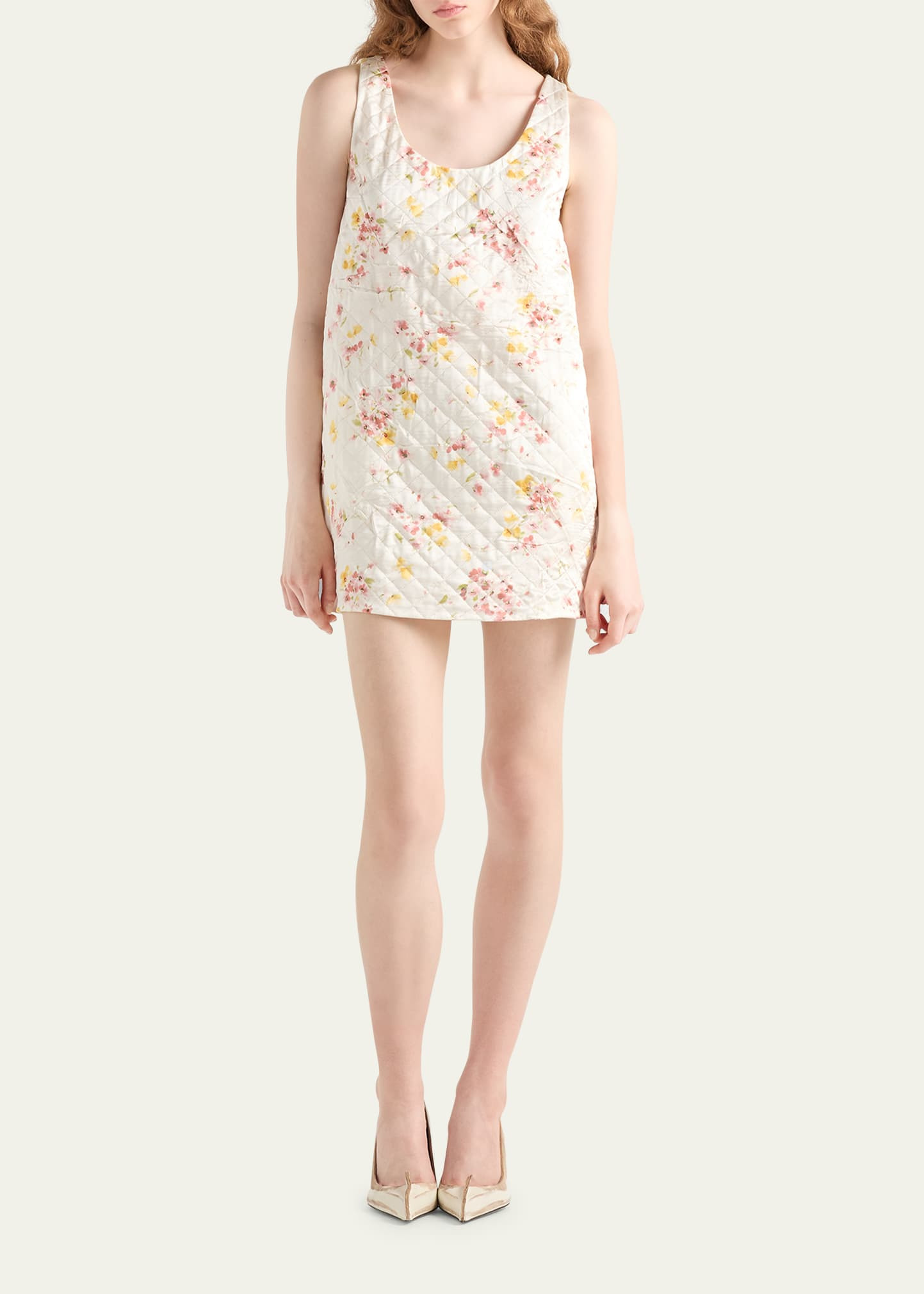 Bouquet Satin Quilted Mini Dress - 2