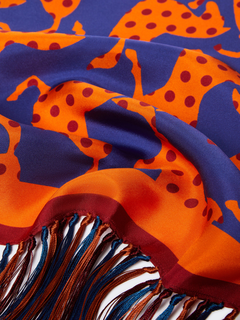 NINFEE Fringed printed silk scarf 3