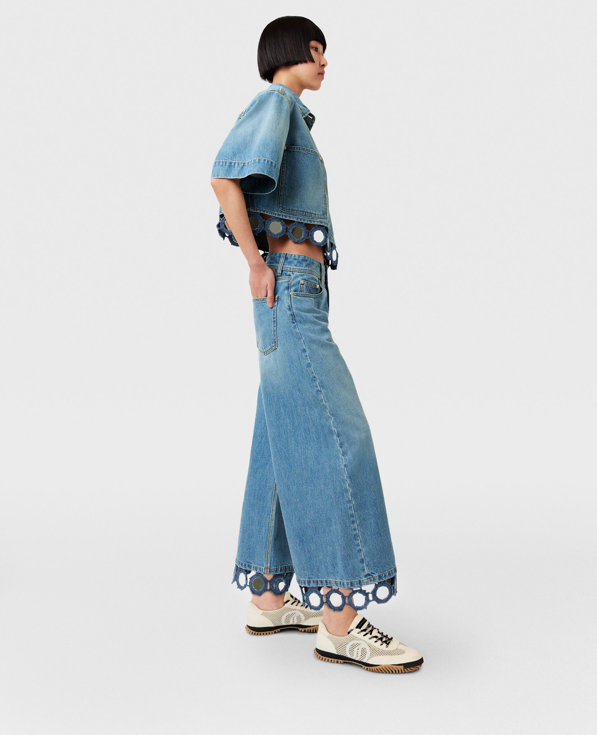 Mirror Crochet Wide-Leg Jeans - 3