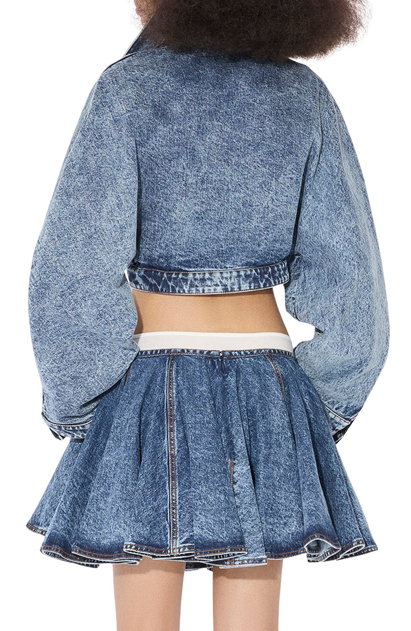 Alaïa Spiral Crop Denim Jacket in Bleu Neige at Nordstrom - 2