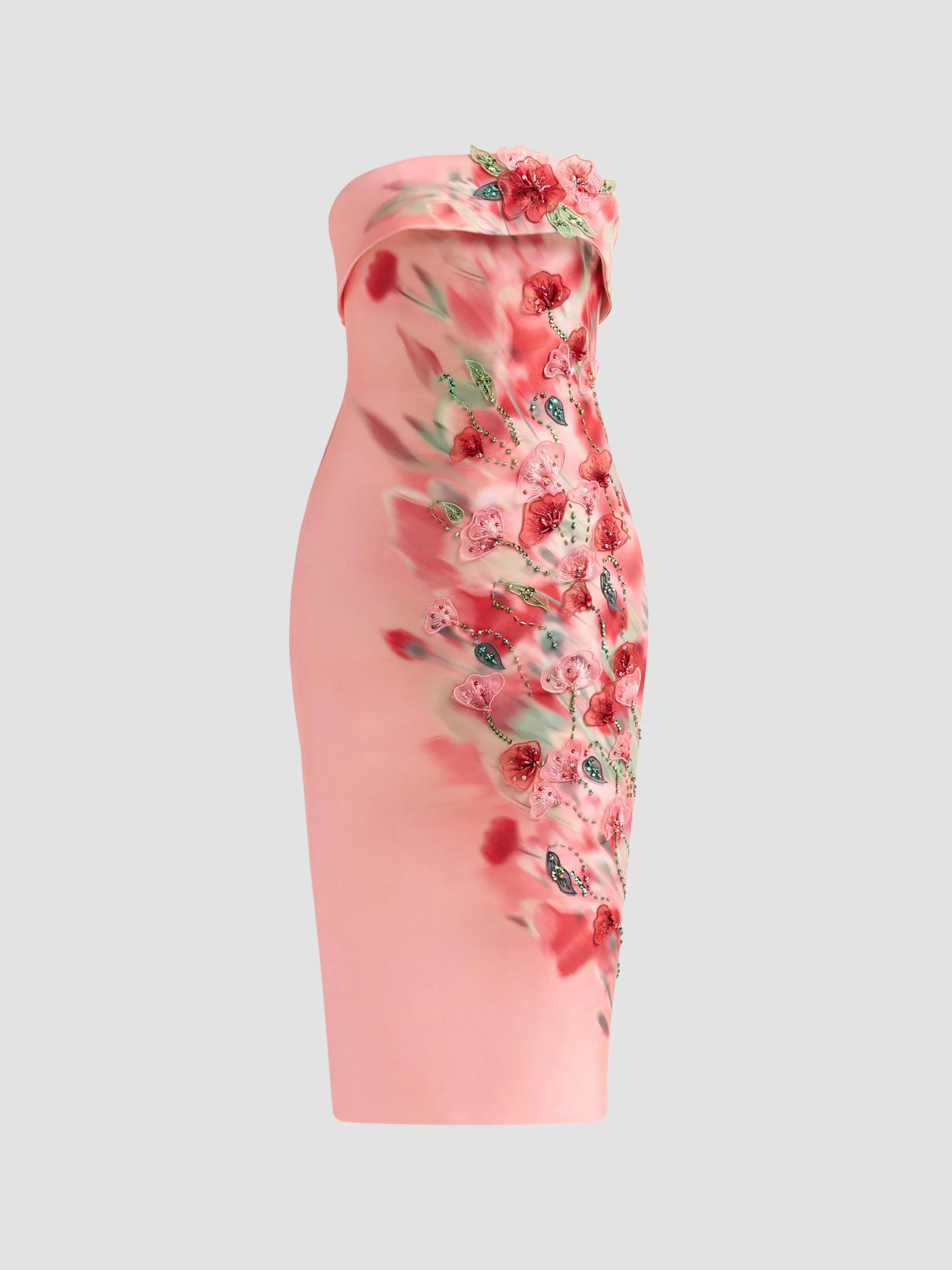 Women's Floral-Embroidred Embellished Mikado Cocktail Midi-Dress - Pink Multi - 1