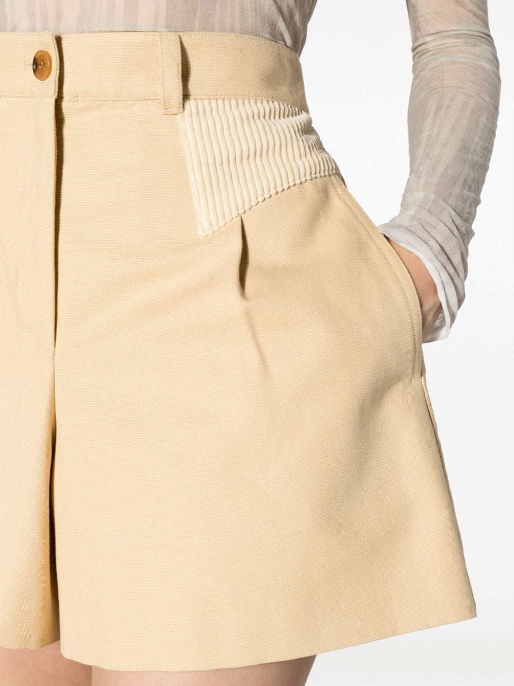 high-waisted cotton shorts - 5