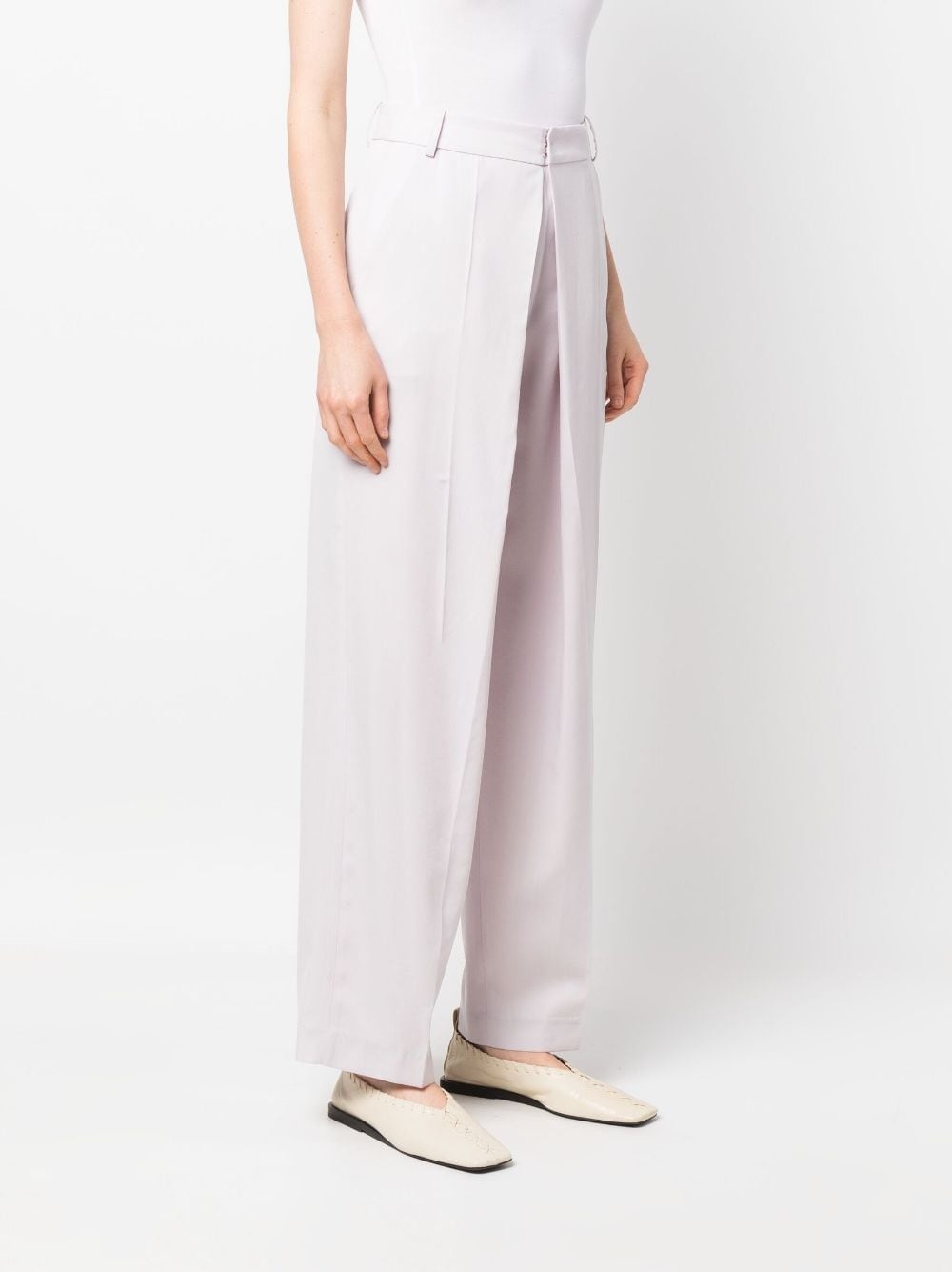 pleat-detail cotton tailored trousers - 3