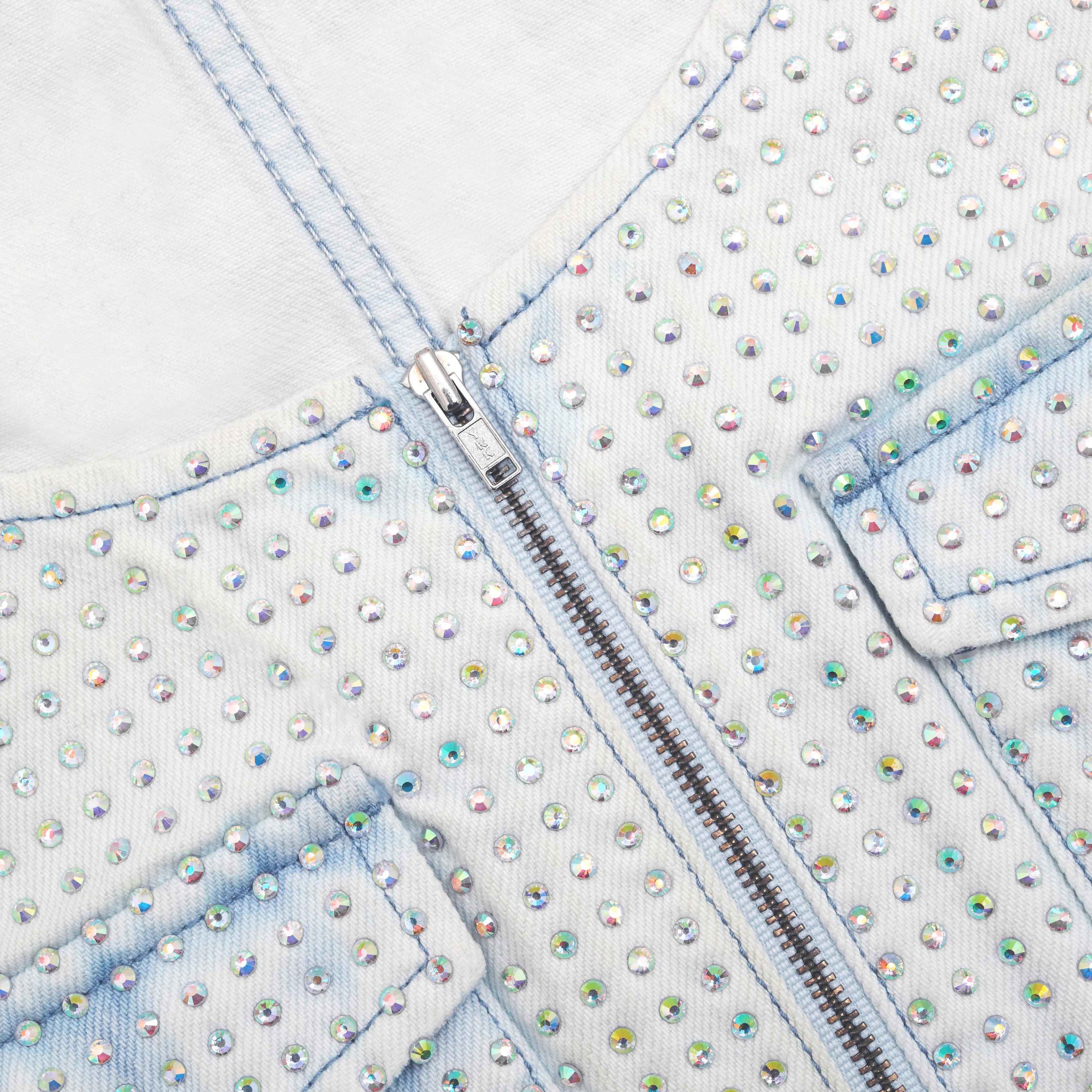 Rhinestone Denim Cargo Top - 5