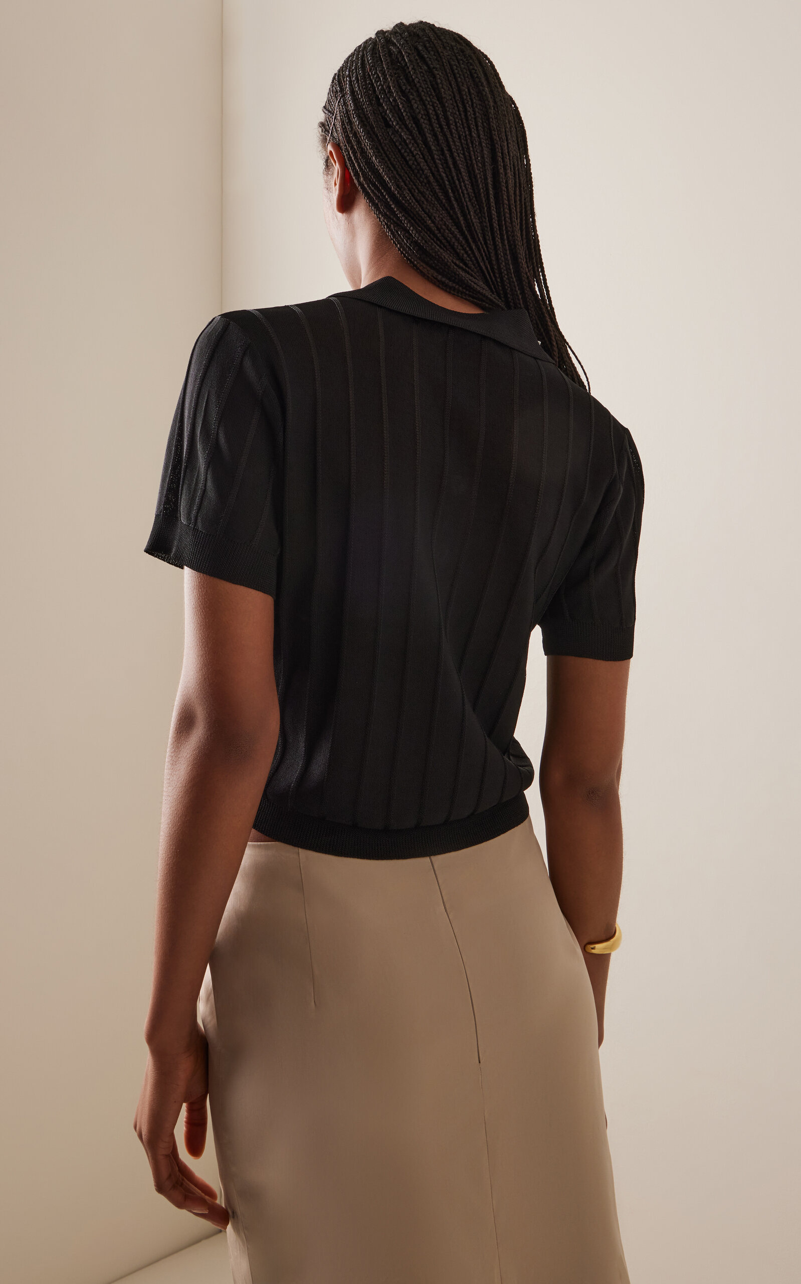Knitted Polo Top black - 4