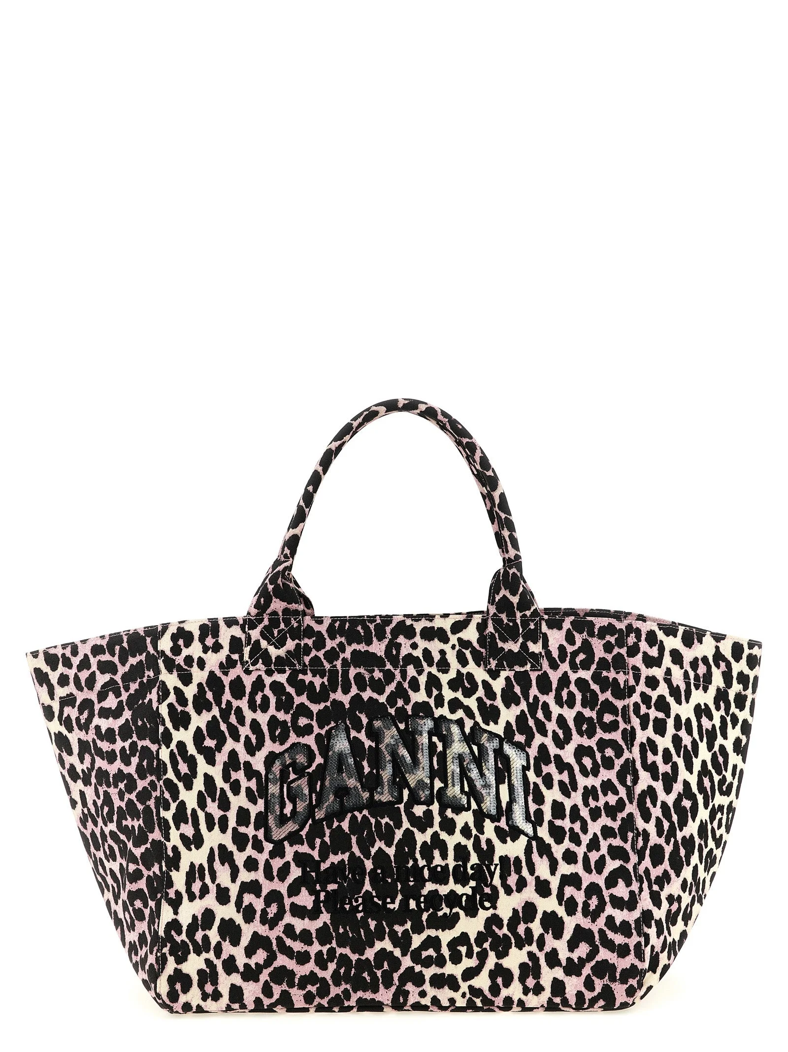 Ganni Women 'Leopard Sequin Xxl Tote' Shopping Bag - 1