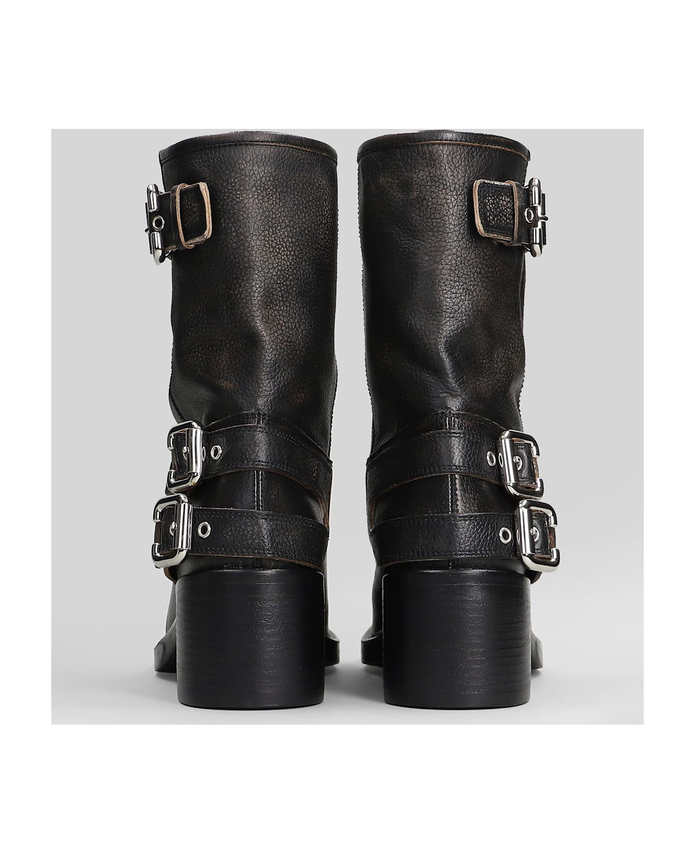 Dakota Low Heels Boots In Black Leather - 4
