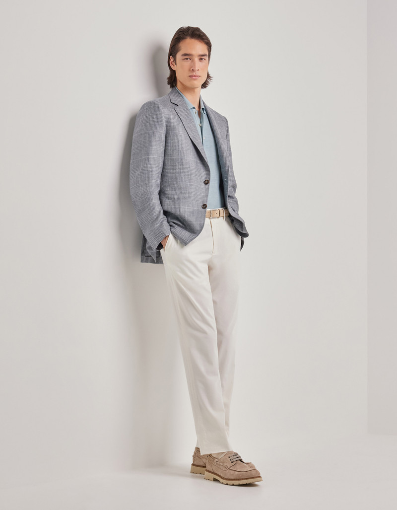 NAVY BLUE TRICOT-EFFECT COTTON JERSEY JACKET 167