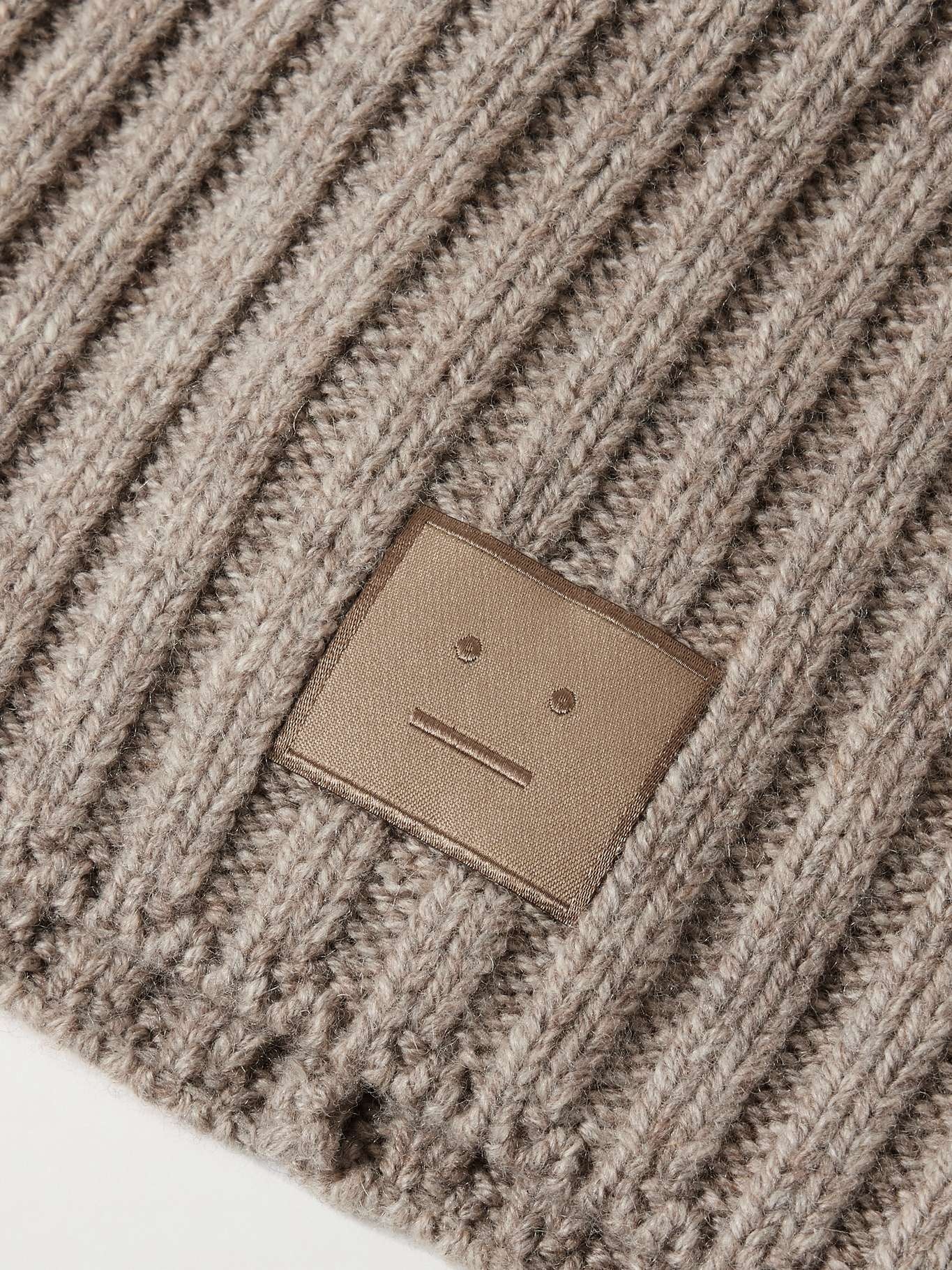 Appliquéd ribbed wool beanie Brown - 2