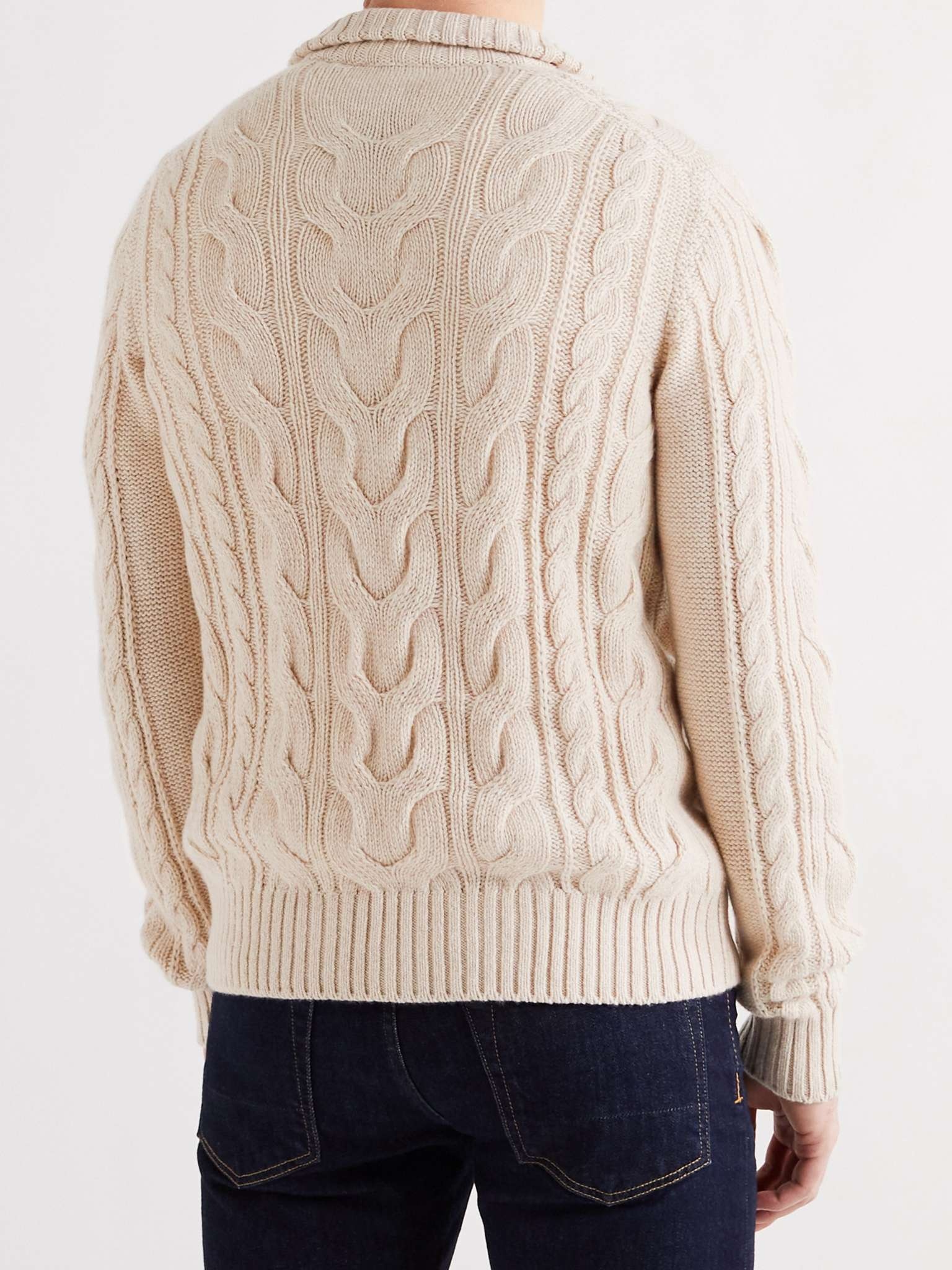 Cable-Knit Baby Cashmere Half-Zip Sweater - 4