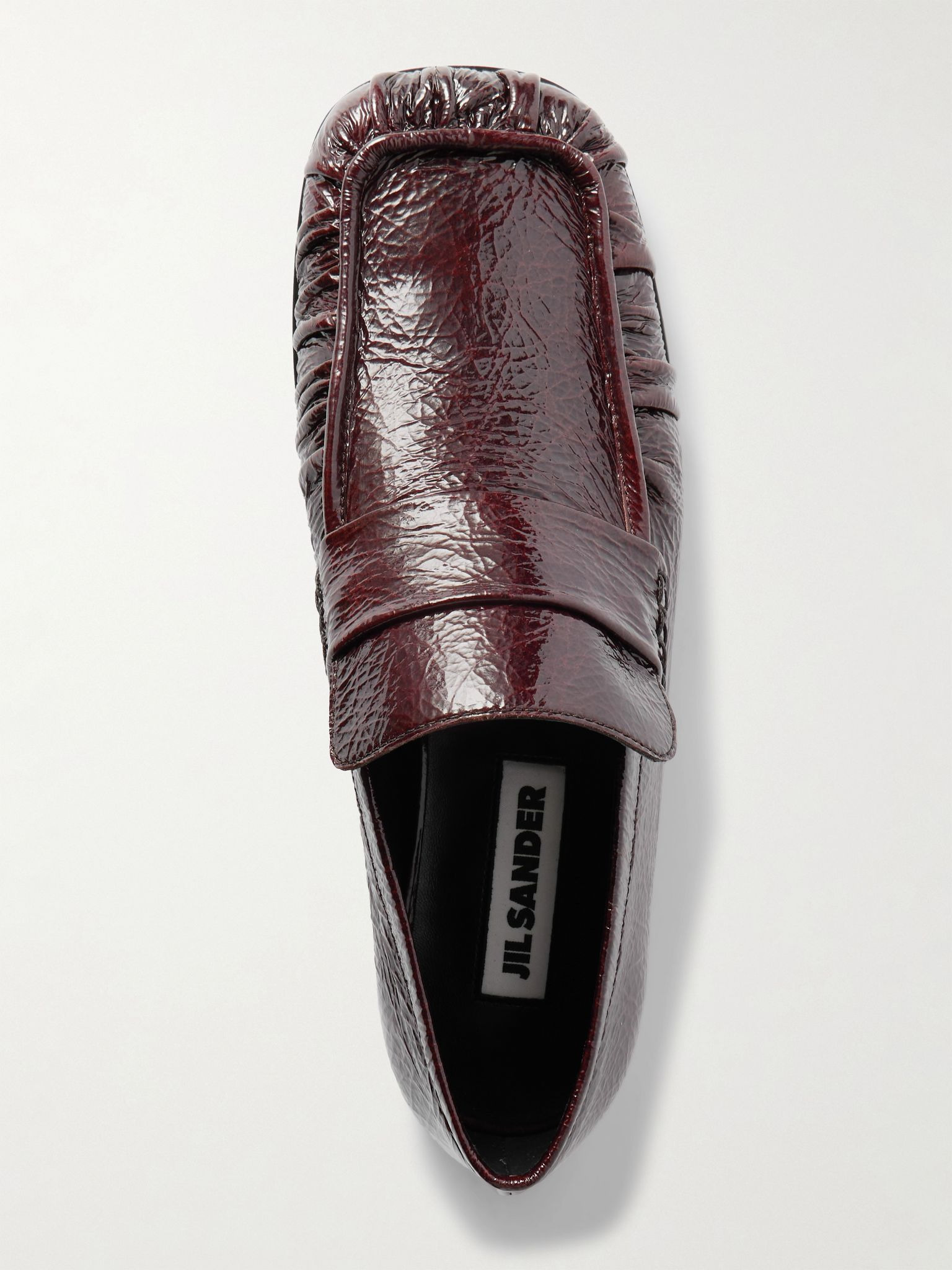 Crinkled glossed-leather loafers Chocolate - 5