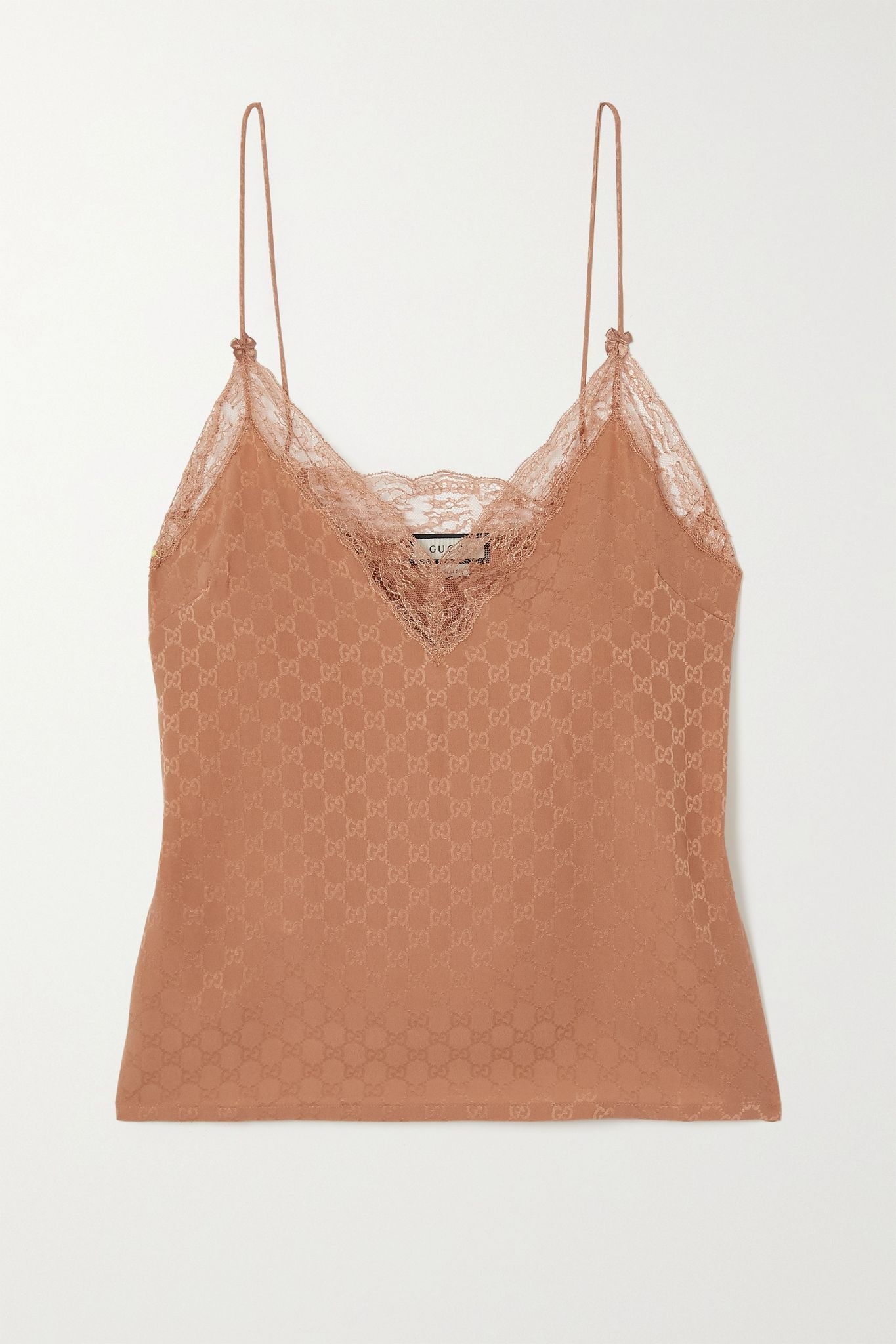 Lace-trimmed silk-jacquard camisole - 1