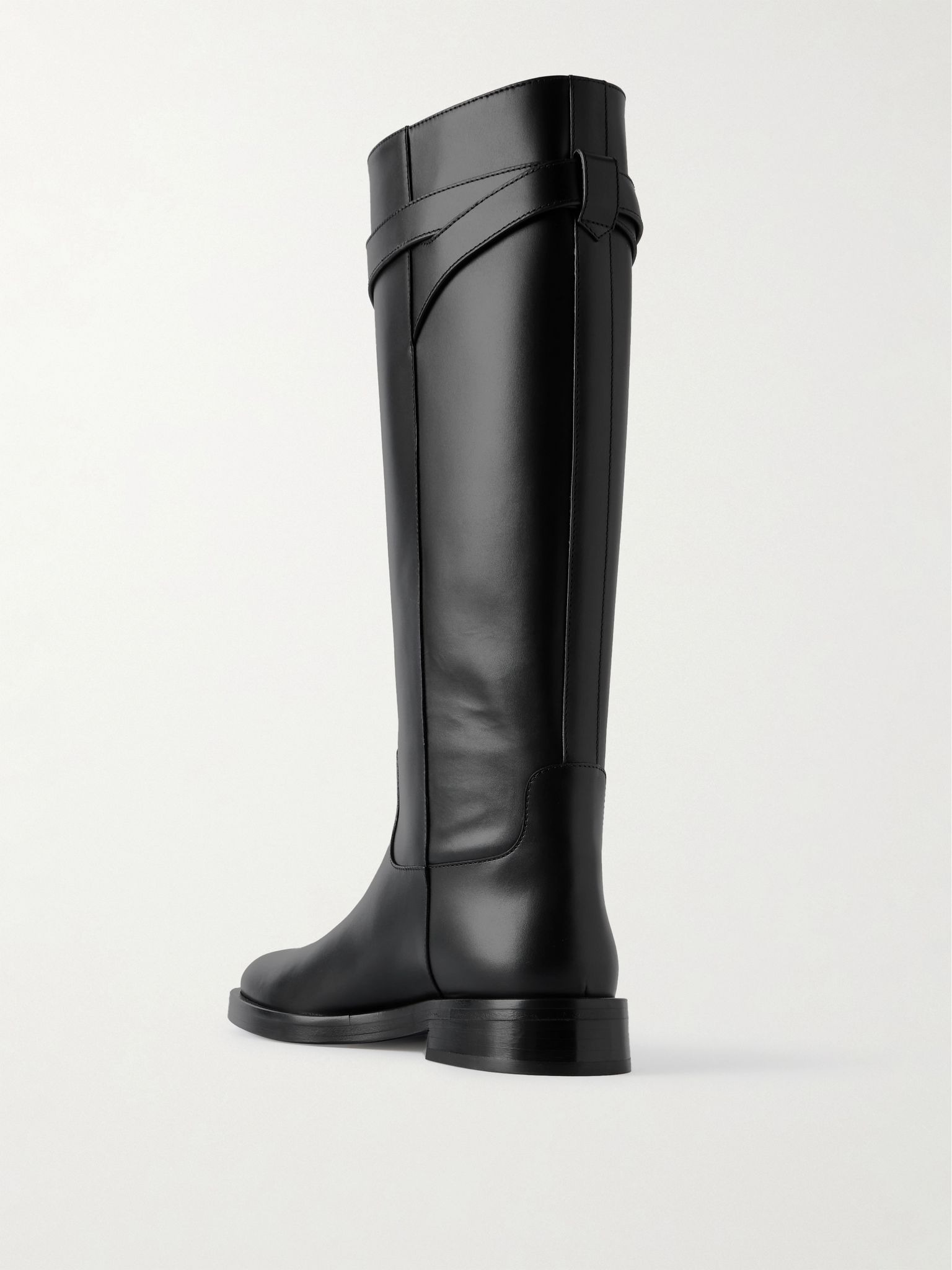 VLogo leather knee boots Black - 3