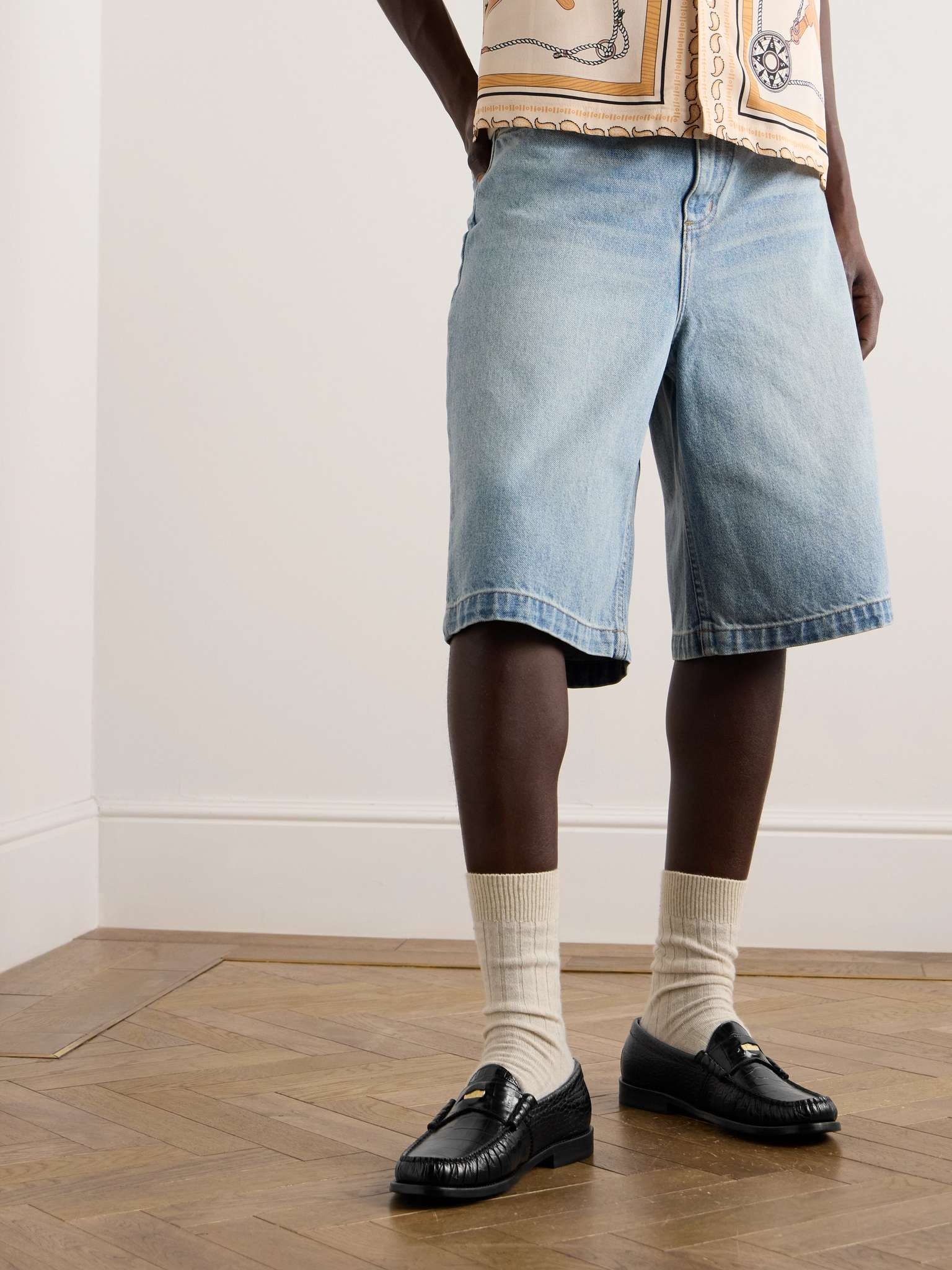 Rhude Croc-Effect Leather Penny Loafers mrporter REVERSIBLE