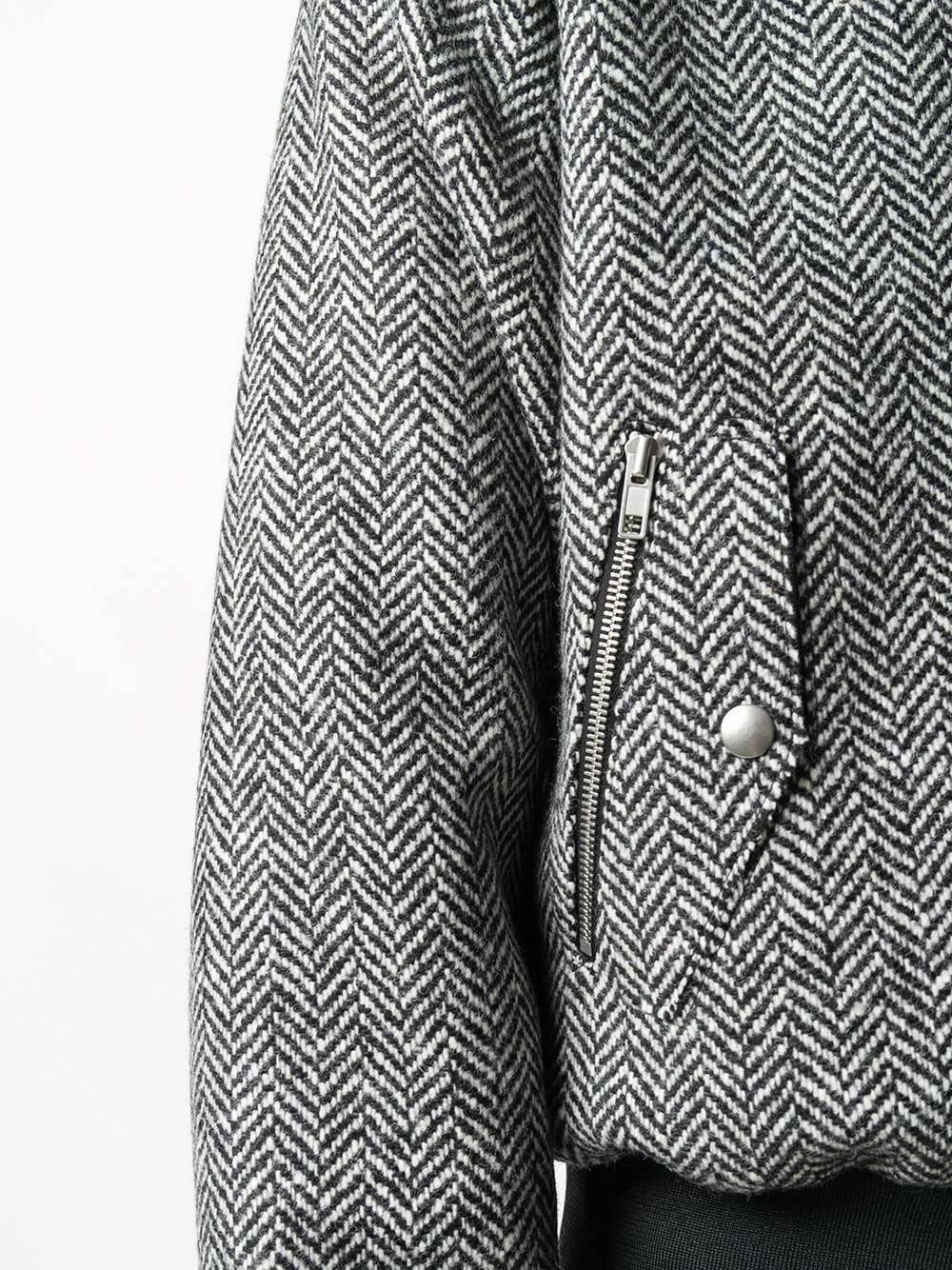 herringbone-check bomber jacket - 5