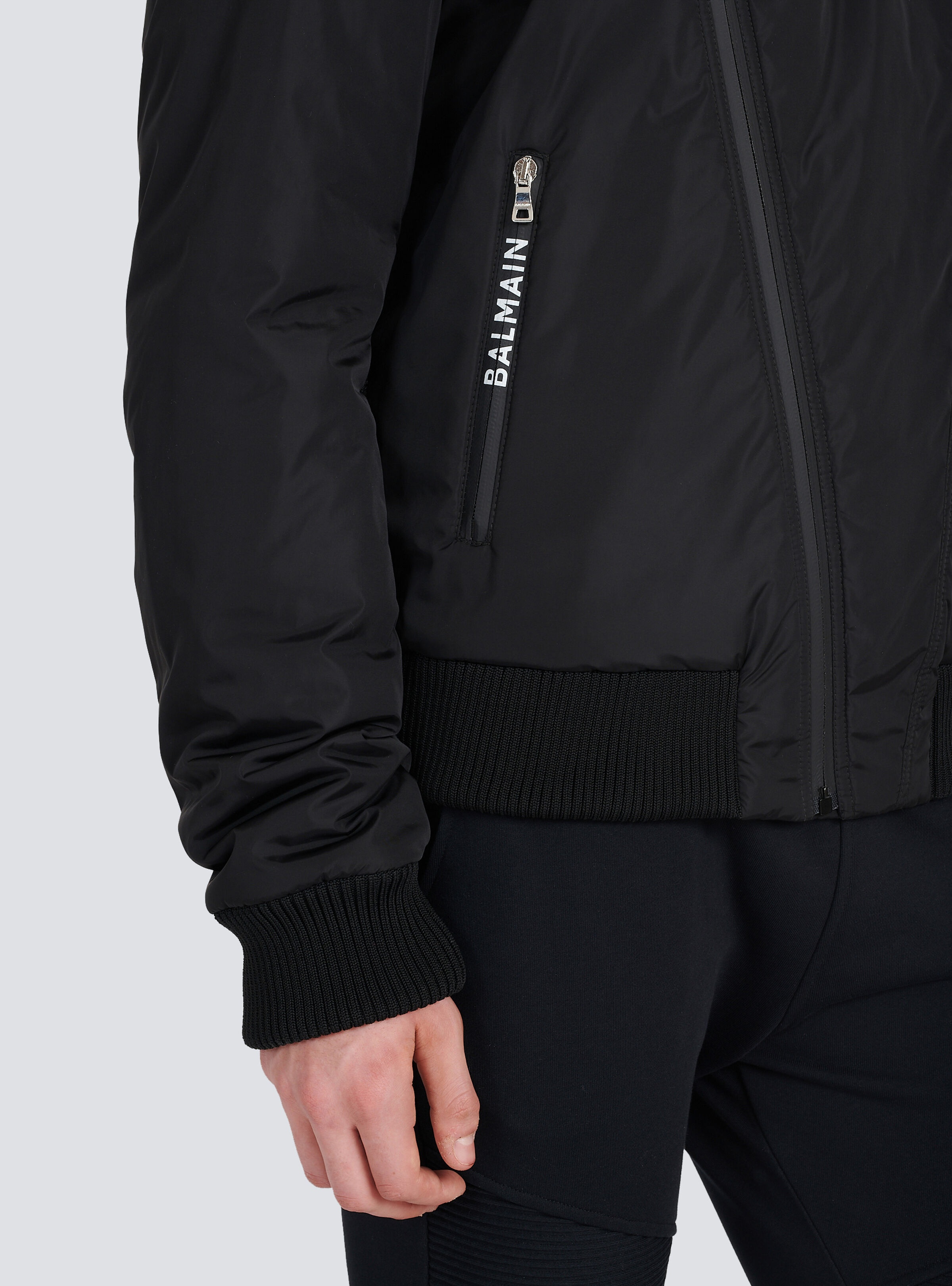 Zipped bomber jacket with nylon hood - 10