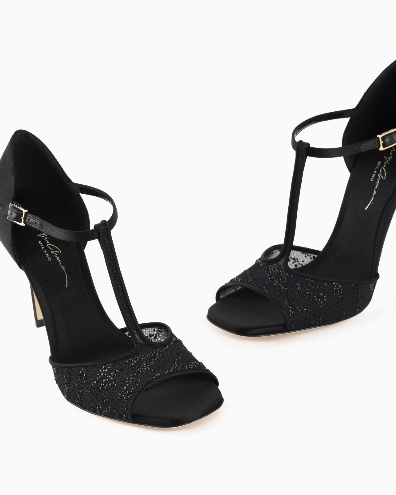 MESH AND RHINESTONE T-BAR SANDALS - 5