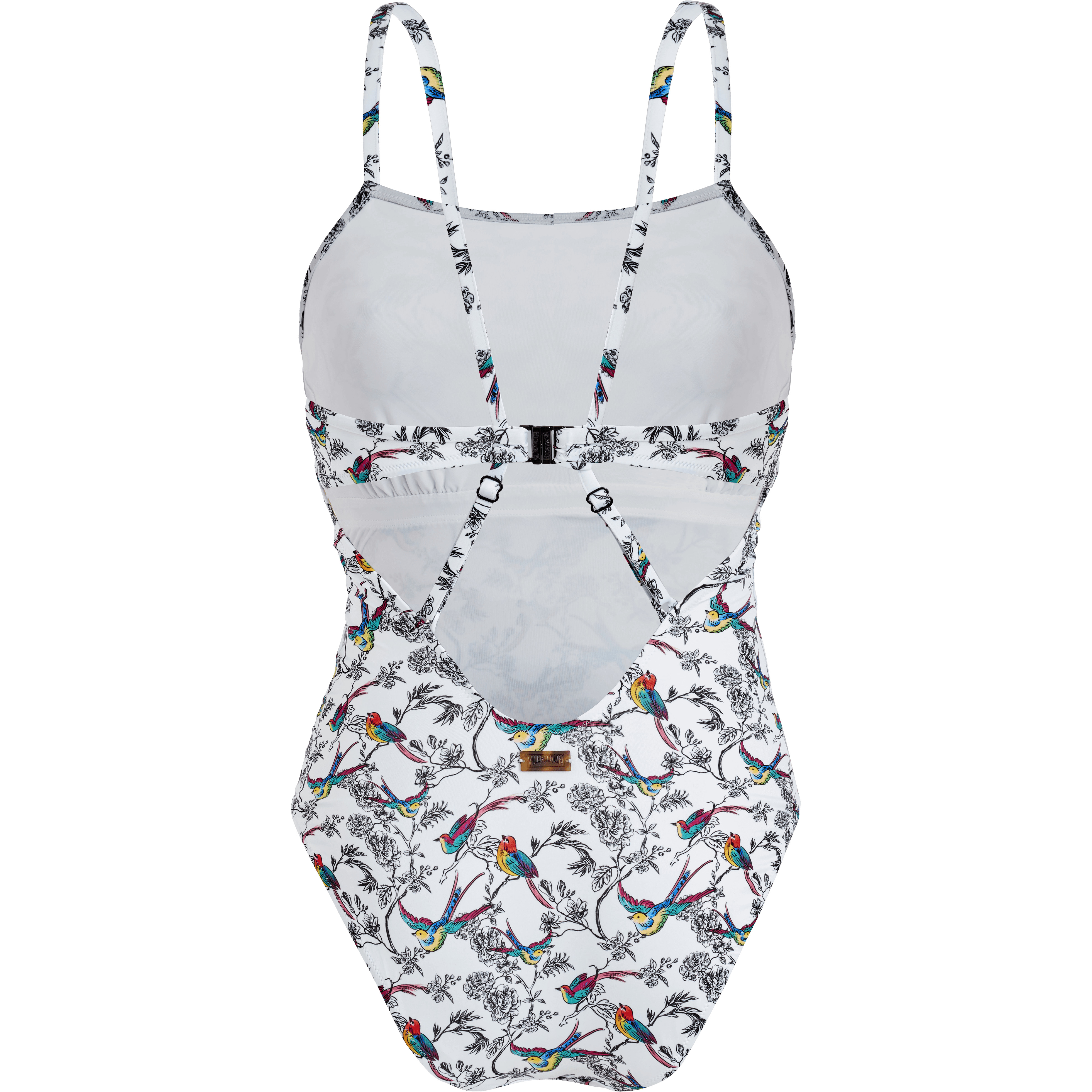 Women Crossed Back Straps One-piece Swimsuit Rainbow Birds - 2