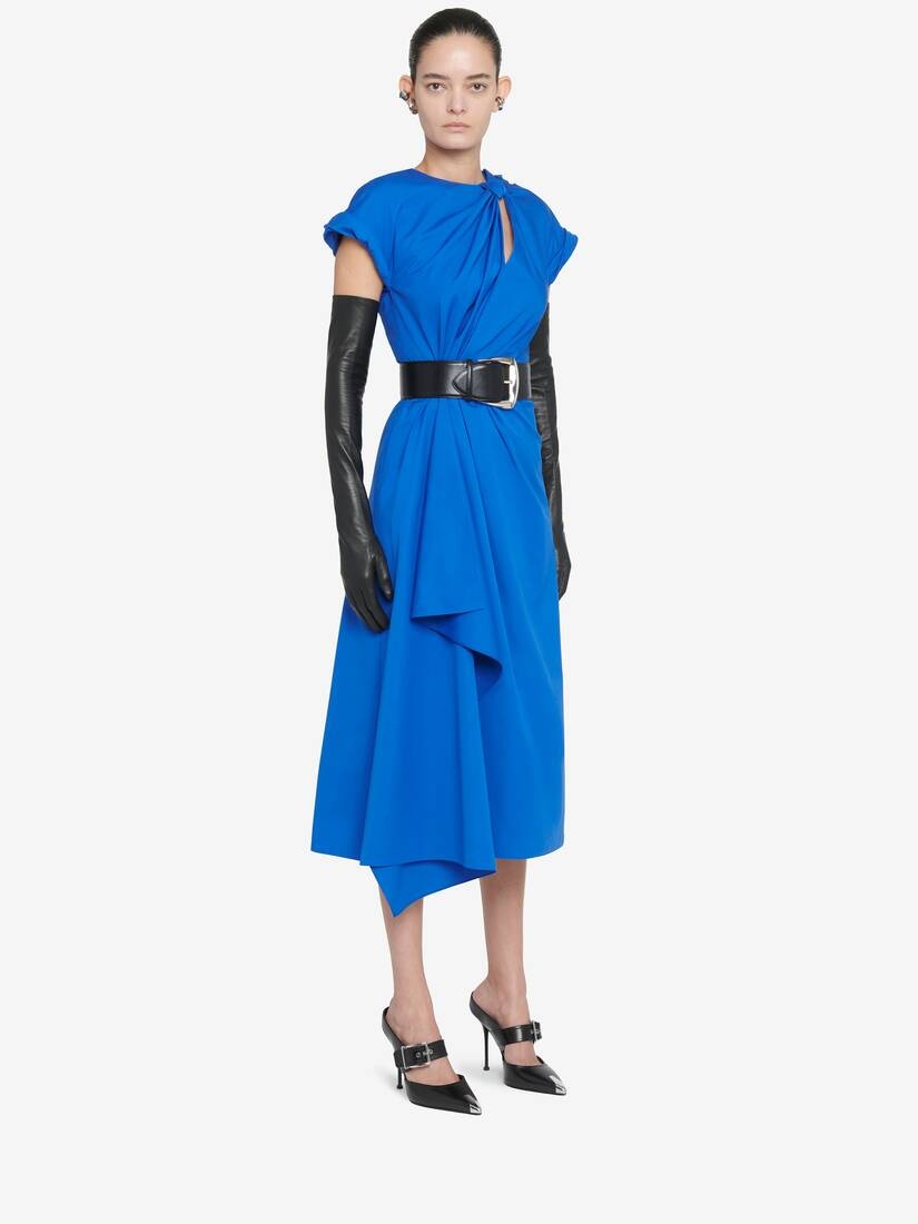 Women's Knot Detail Midi Dress in Ultramarine - 3