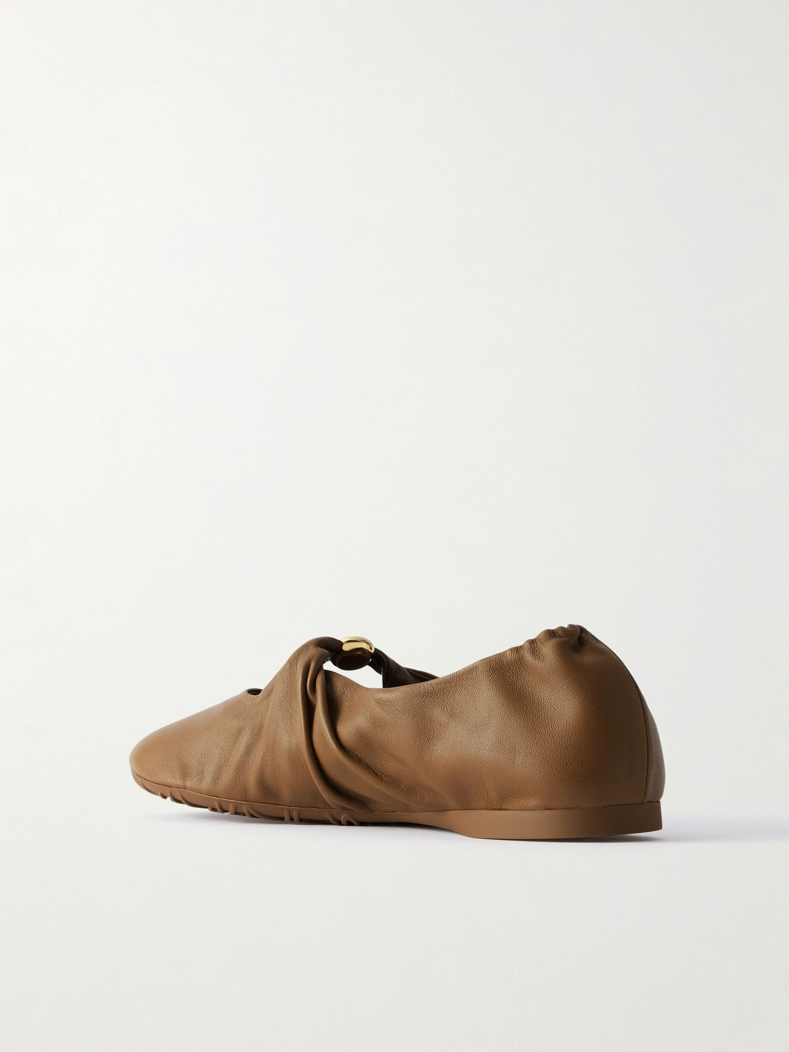 Pebble embellished leather ballet flats Brown - 3