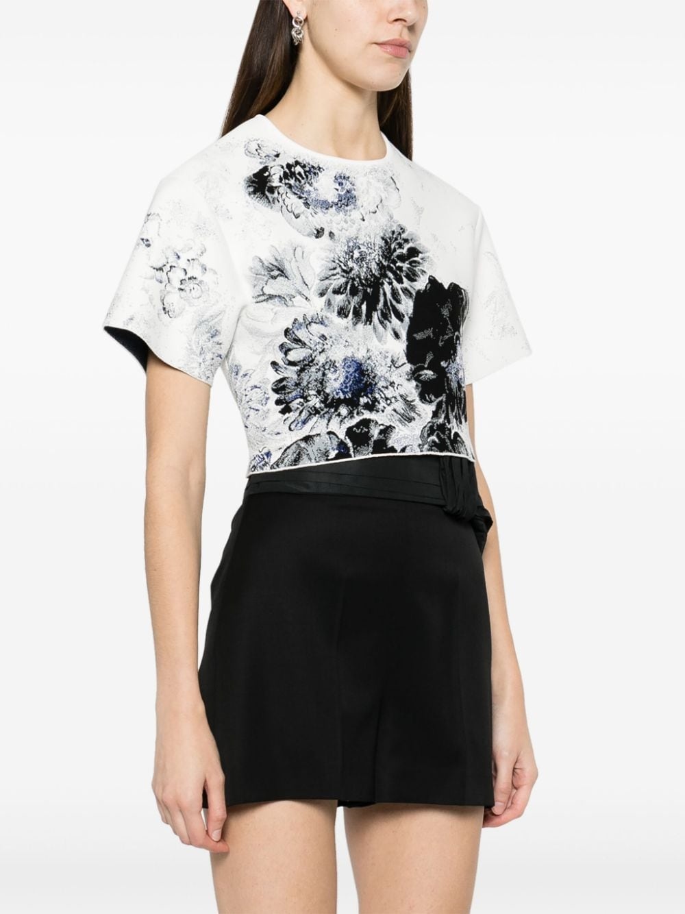 Chiaroscuro floral-jacquard T-shirt - 3