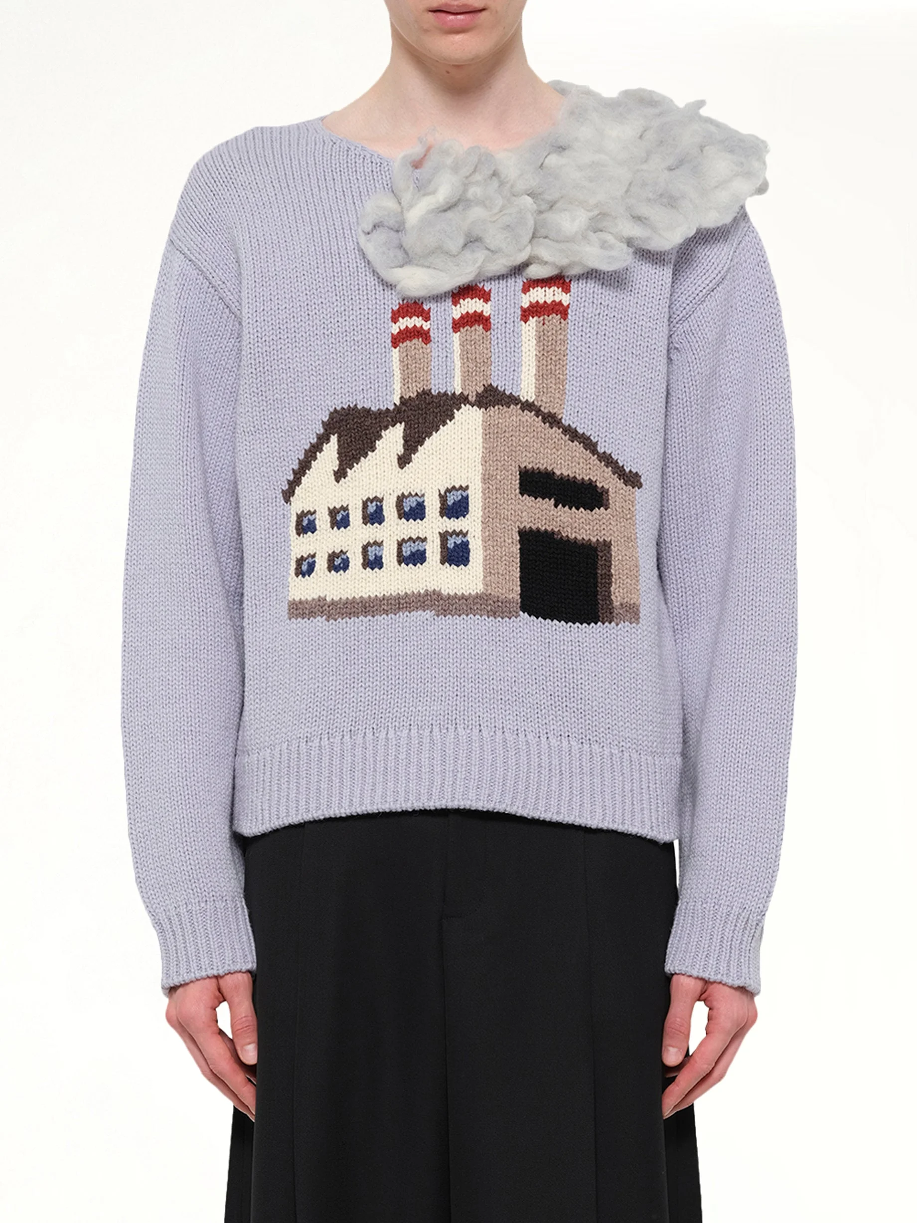 Smoking Factory Intarsia Knit Pullover in Blue - 1