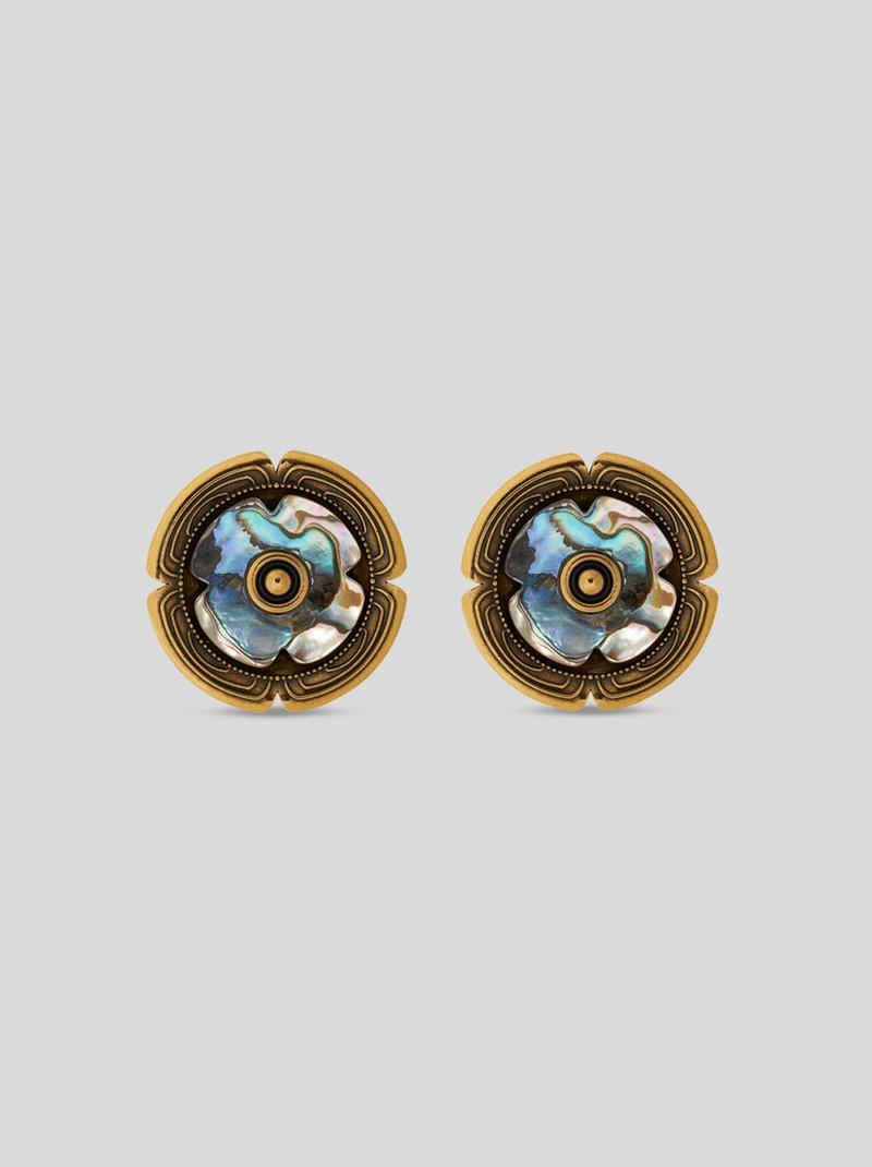 GOLDEN EARRINGS WITH MOTHER-OF-PEARL FLOWER 1