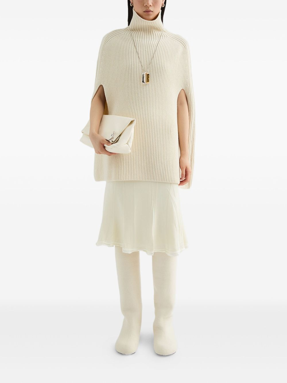 high-neck ribbed cape - 2