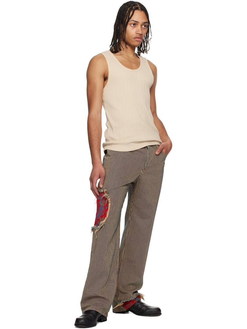 EDWARD CUMING Navy & Beige Jacquard Circle Window Jeans outlook