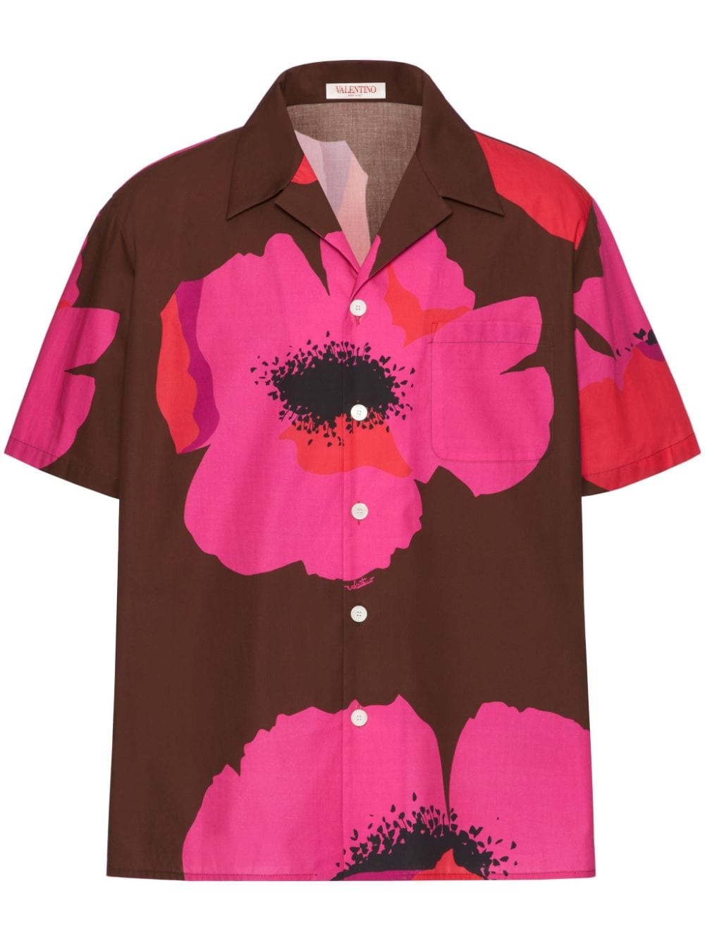Flower Portrait-print bowling shirt - 1