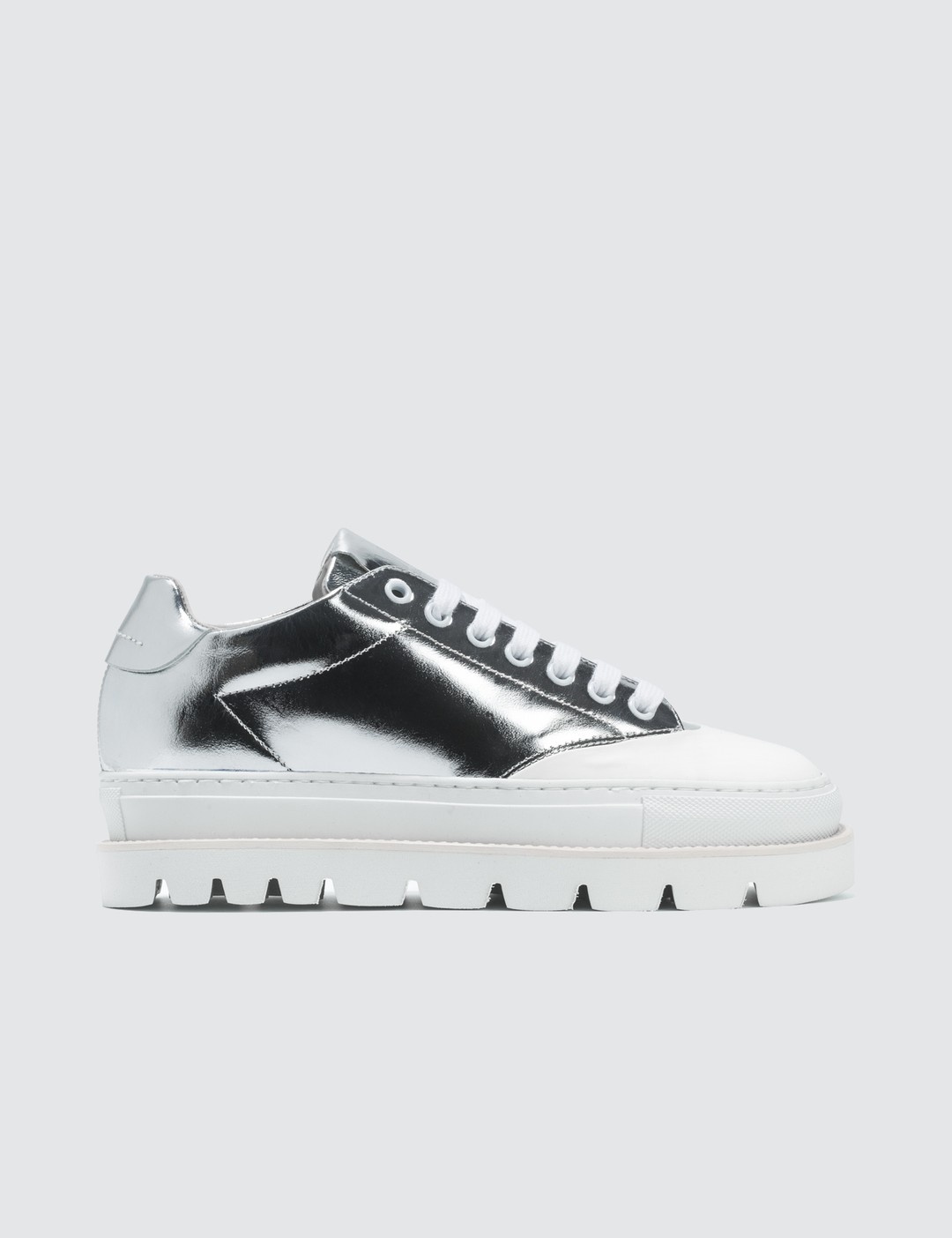 SILVER & WHITE PLATFORM SNEAKERS - 1