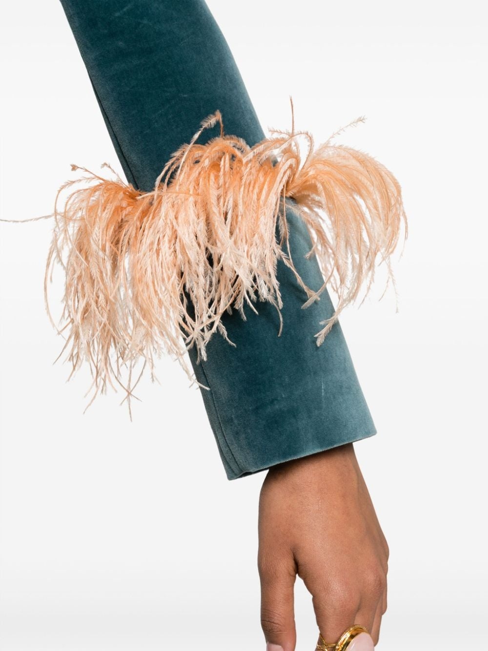 Keaton feather-trim velvet blazer - 5