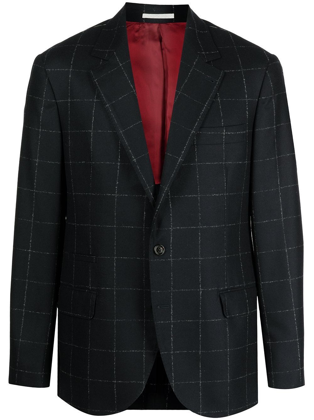 checked wool suit jacket - 1