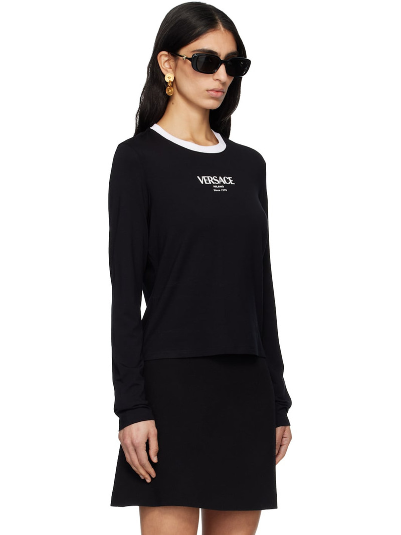Black Stretch Viscose-Jersey T-shirt 2
