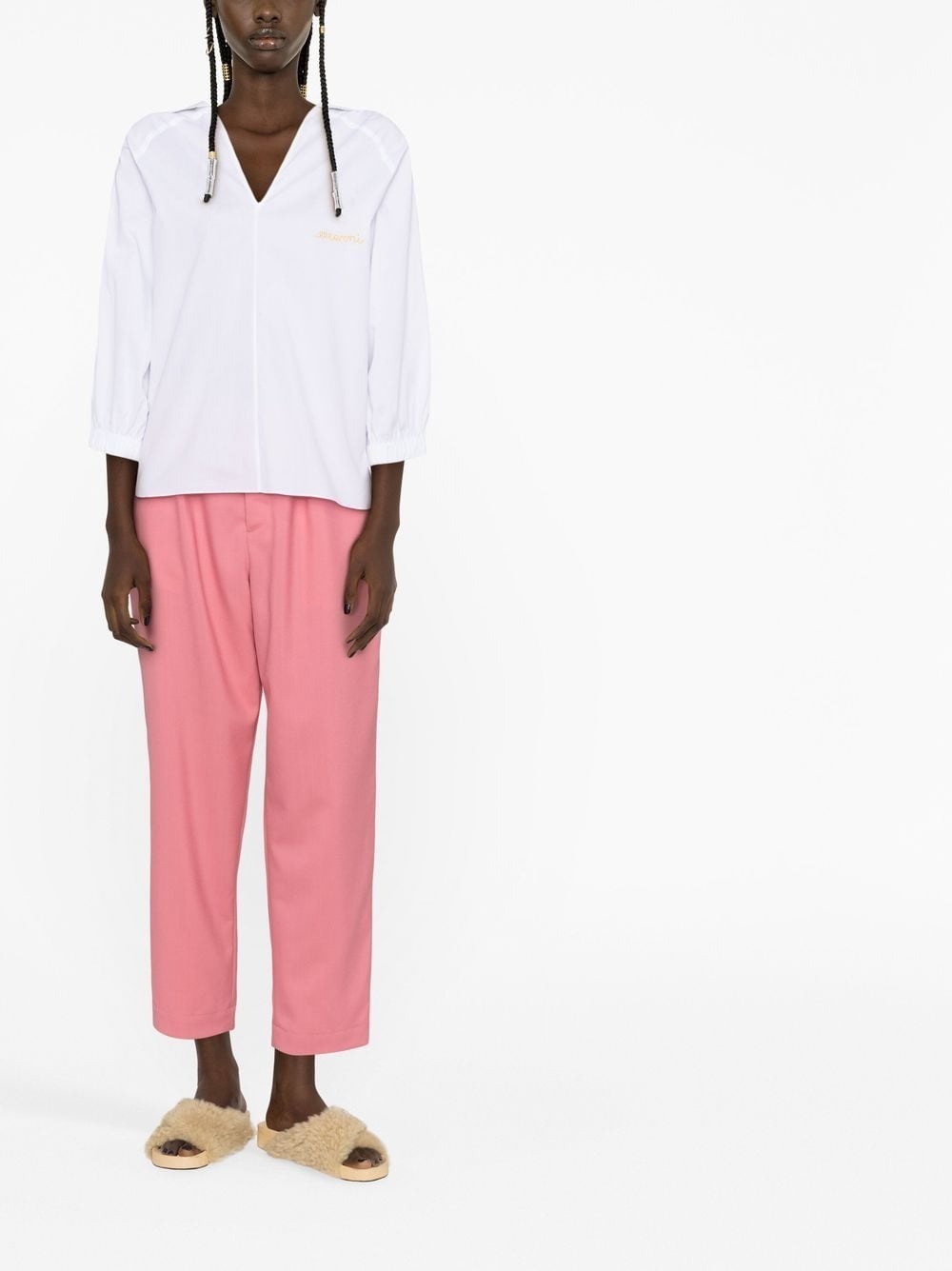 V-neck cotton blouse - 2