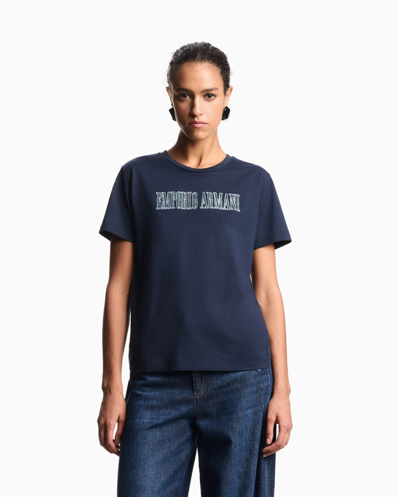 EMPORIO ARMANI ASV ORGANIC JERSEY T-SHIRT WITH MULTICOLOURED LOGO EMBROIDERY outlook