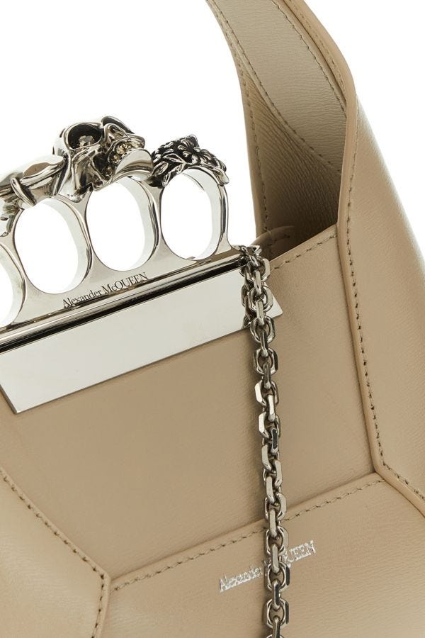 ハンドバッグ ALEXANDER MCQUEEN SAND LEATHER MINI JEWELLED HOBO HANDBAG Alexander McQueen Sand leather mini Jewelled Hobo handbag