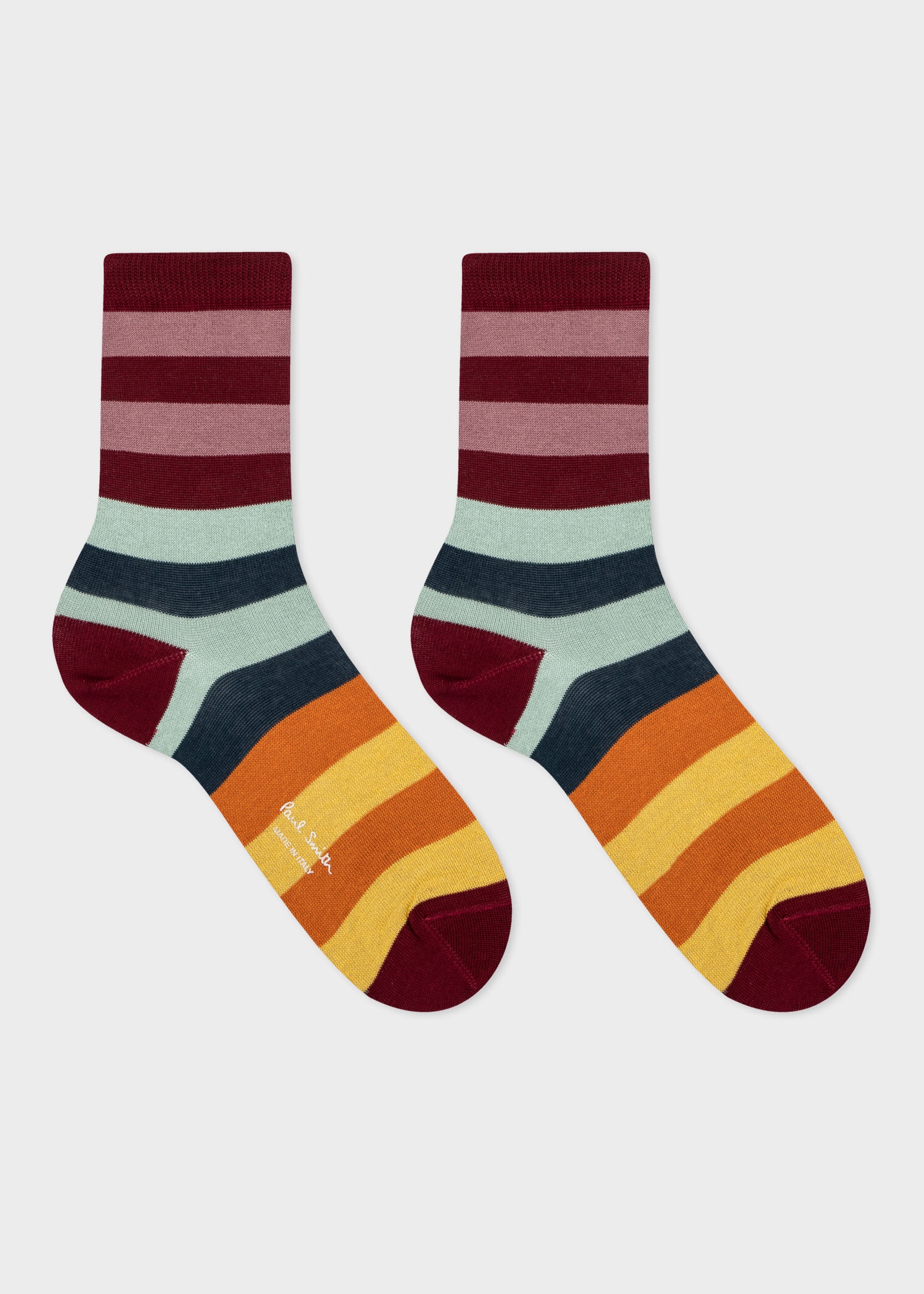 Burgundy Multi Stripe Organic Cotton Socks - 2