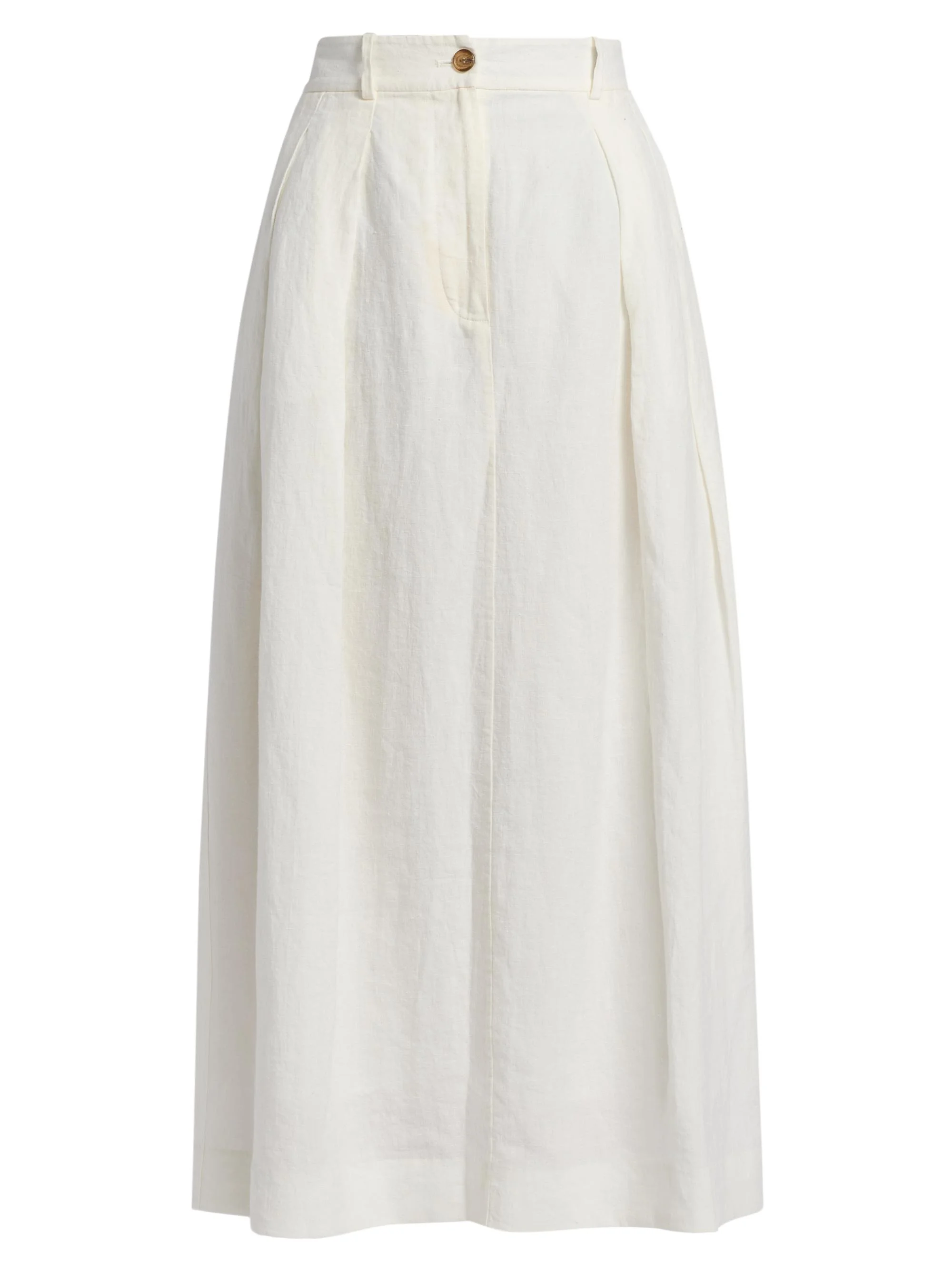 Women's Annabel Linen Midi-Skirt - Ivory - 1