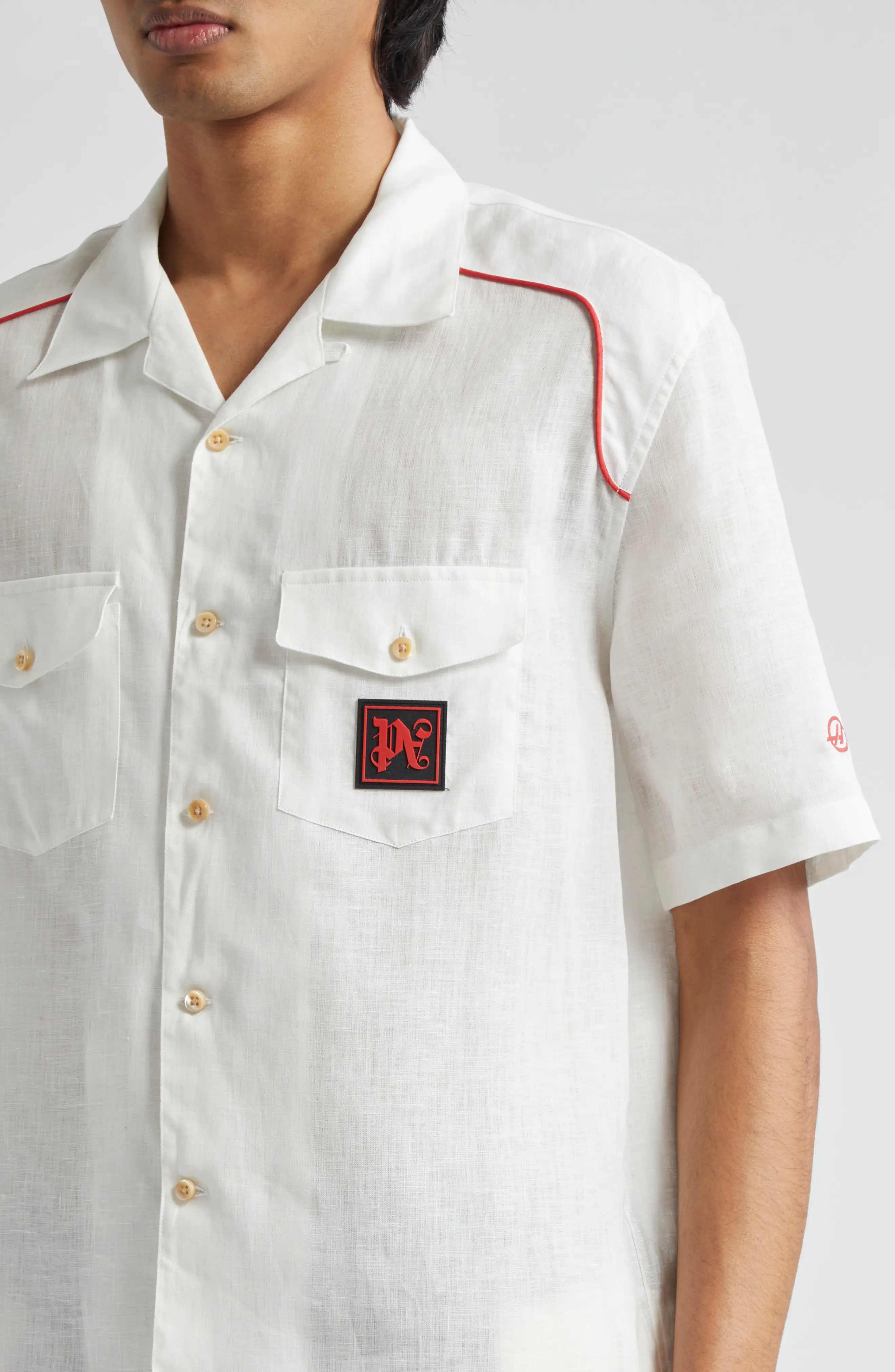 x Haas Moneygram Short Sleeve Linen Button-Up Camp Shirt - 5