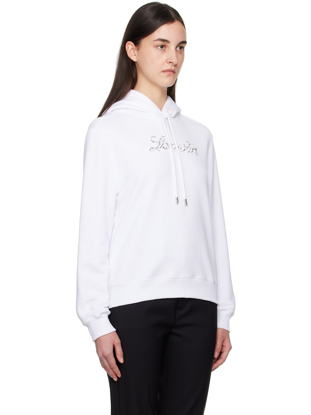 White 'Lanvin' Bead Embroidered Hoodie - 2