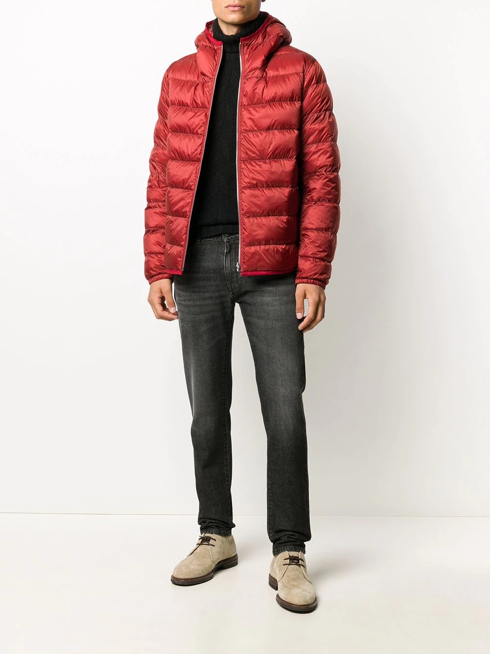 hooded contrast-panel puffer jacket - 6