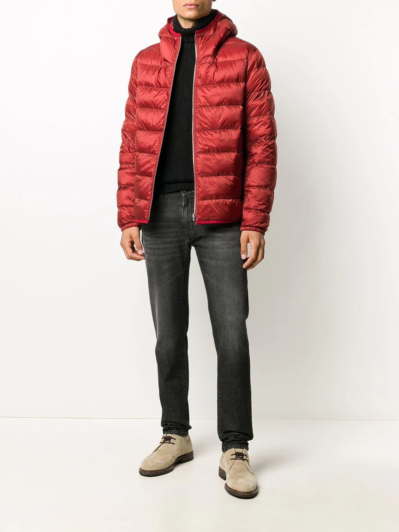 hooded contrast-panel puffer jacket 6