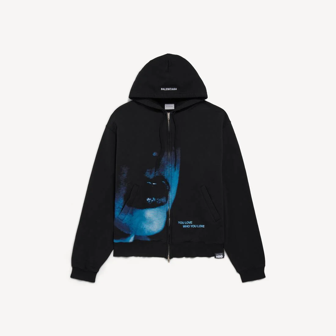 Men's Lips Oversized Zip-up Hoodie in Black - 1
