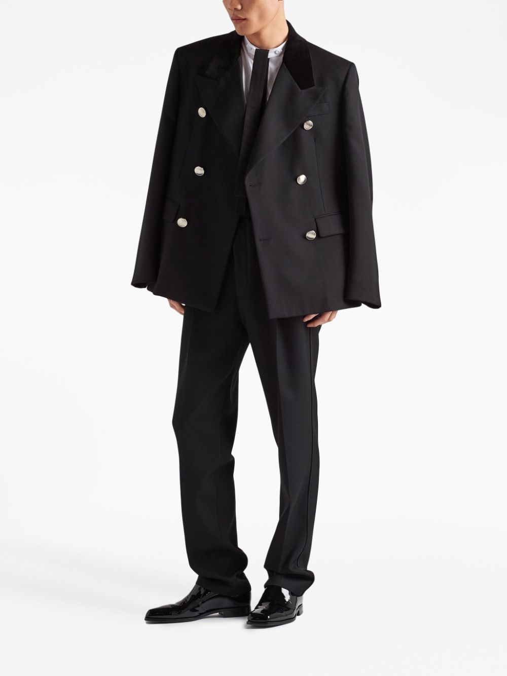 double-breasted wool blazer - 2