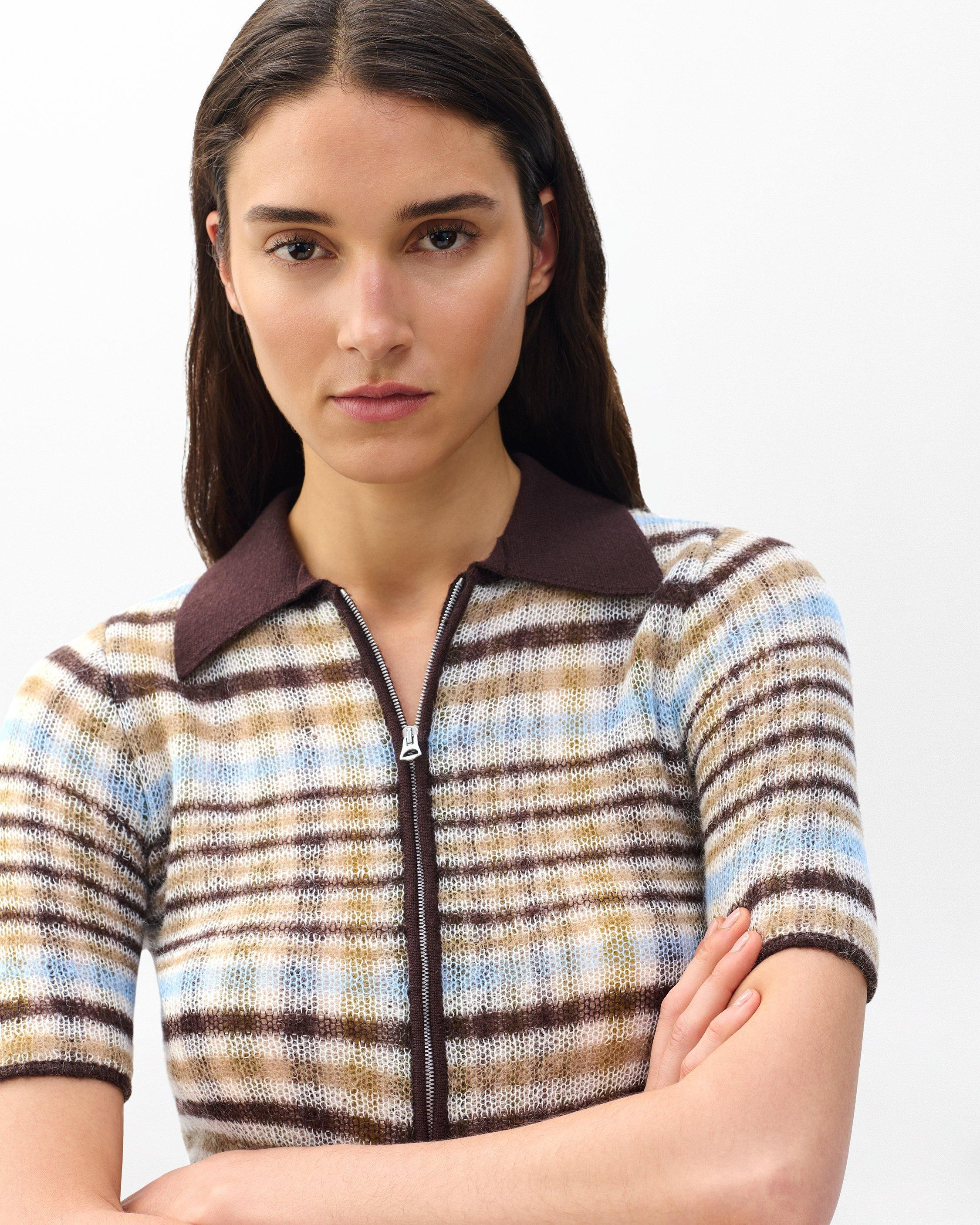 Leva Plaid Zip Polo Sweater - 5