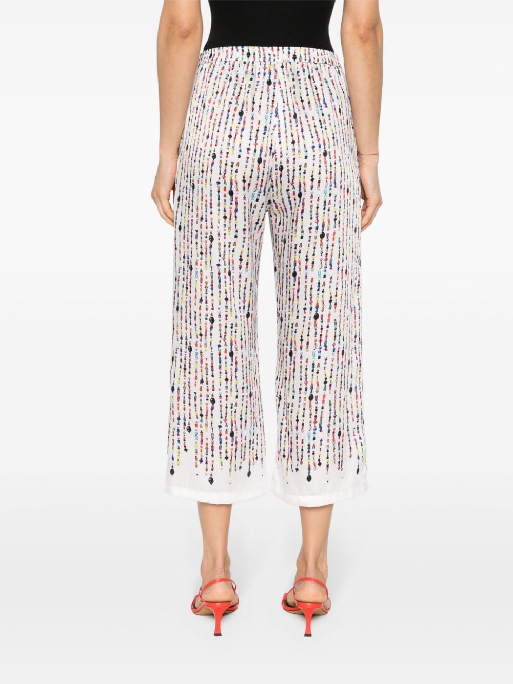 bead-print straight trousers - 4